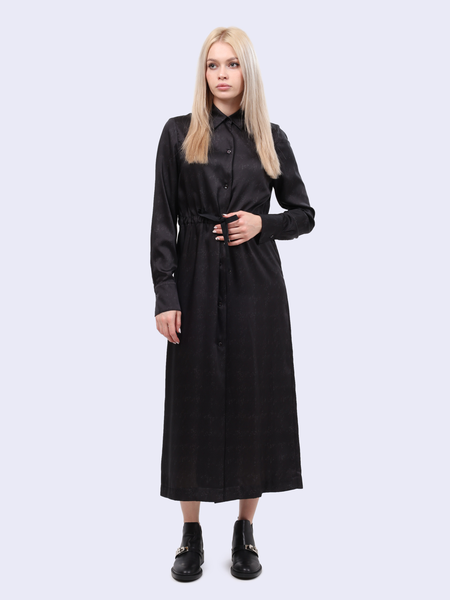 Платье - рубашка черное  — купить в интернет-магазине Verdistore