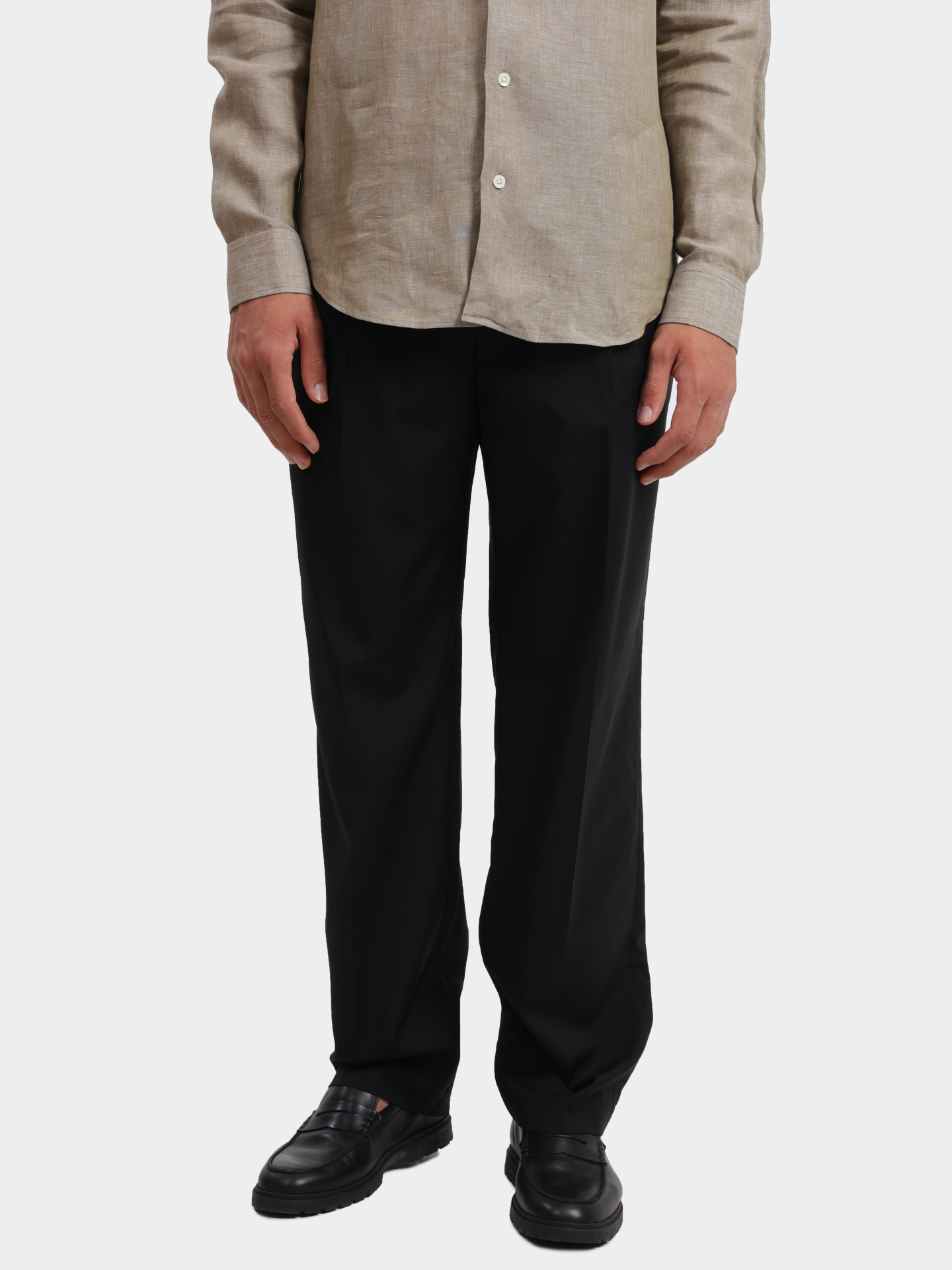 Брюки Emporio Armani EM001211 AF13821 UC001 черные мужские из шерсти — купить в интернет-магазине Verdistore