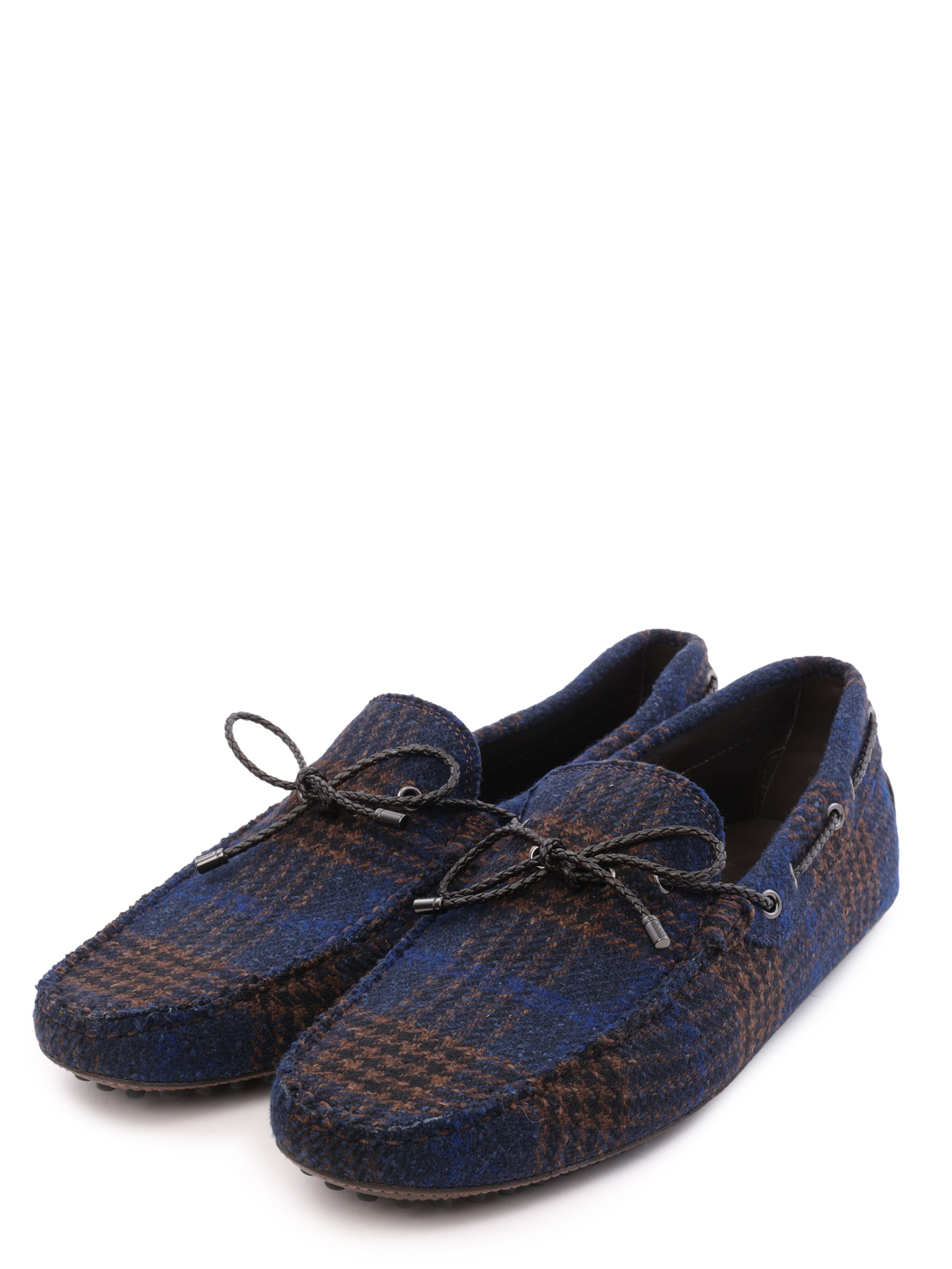 Мокасины из твида сине-коричневого цвета — купить в интернет-магазине Verdistore