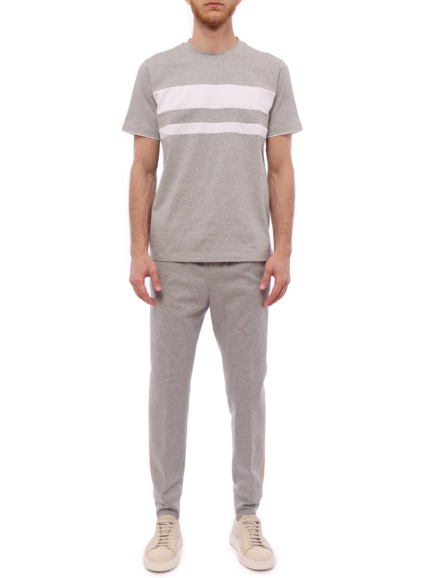 Брюки серые хлопковые зауженные с эластичным поясом — купить в интернет-магазине Verdistore