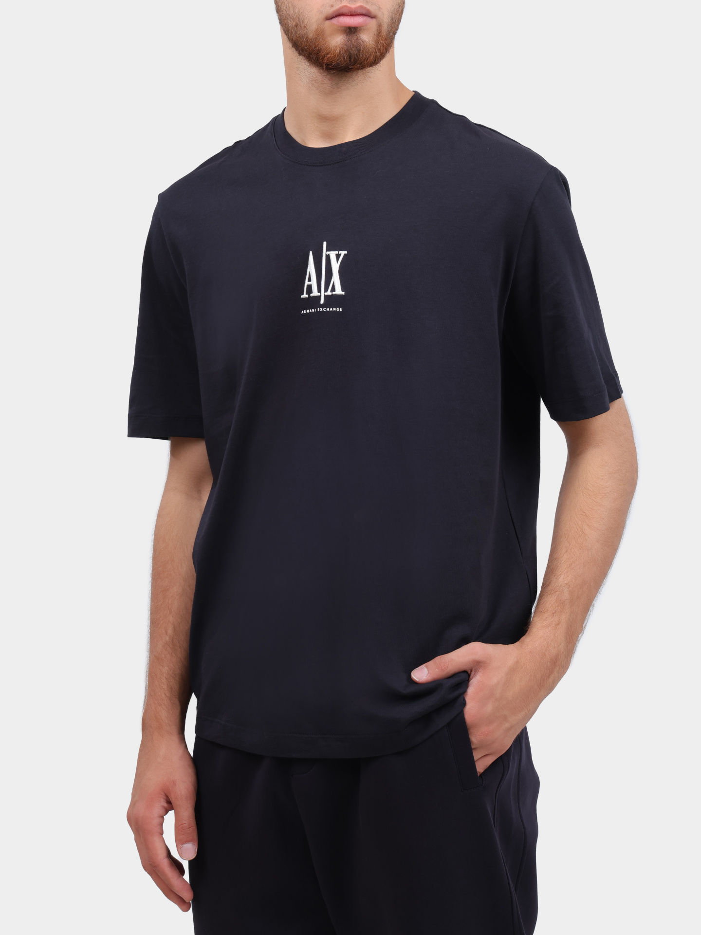 Футболка Armani Exchange XM000363 AF12308 UB101 темно-синяя мужская с логотипом — купить в интернет-магазине Verdistore