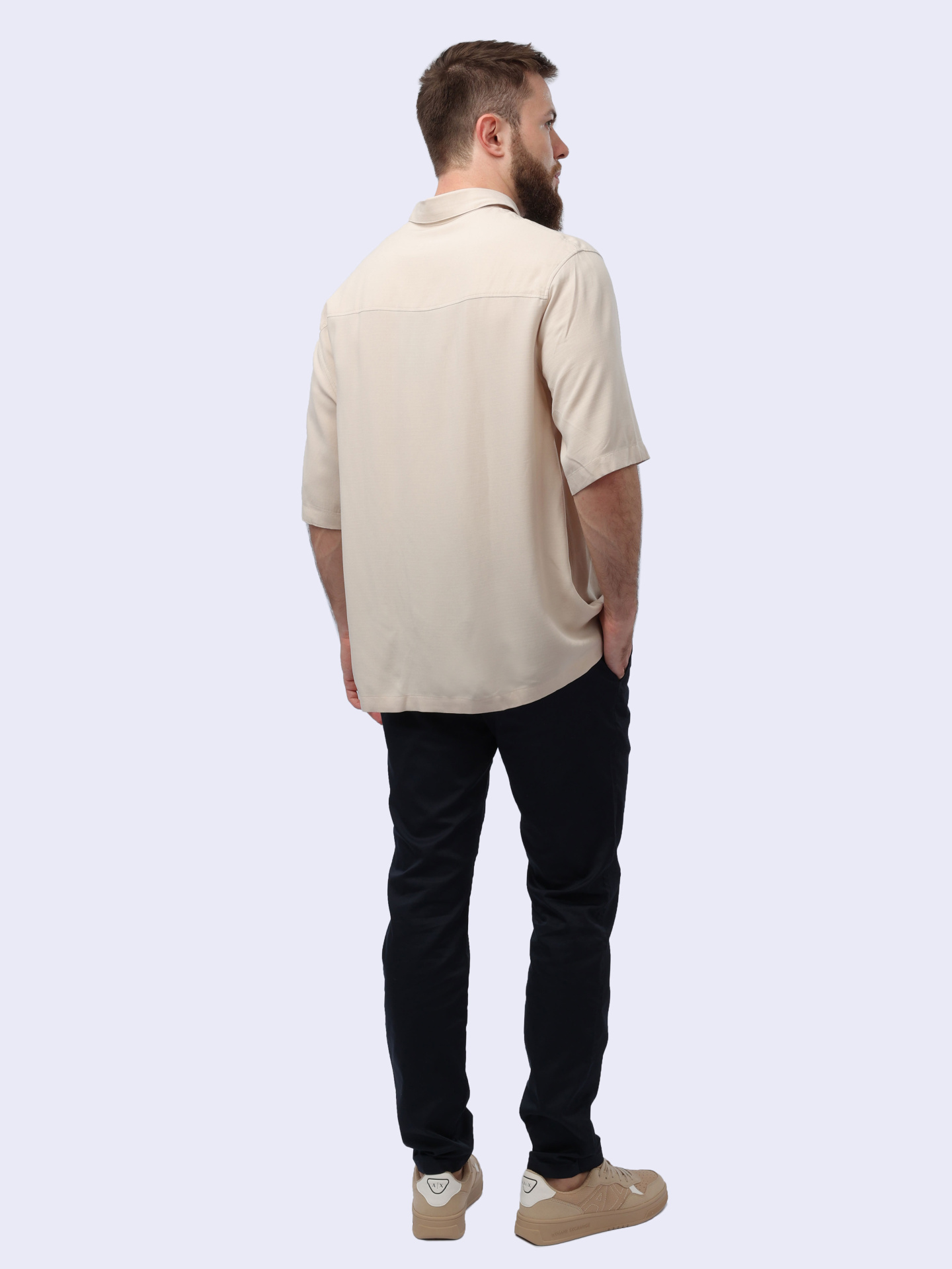 Рубашка Armani Exchange 3DZC01 ZN3UZ 1792 бежевая мужская — купить в интернет-магазине Verdistore