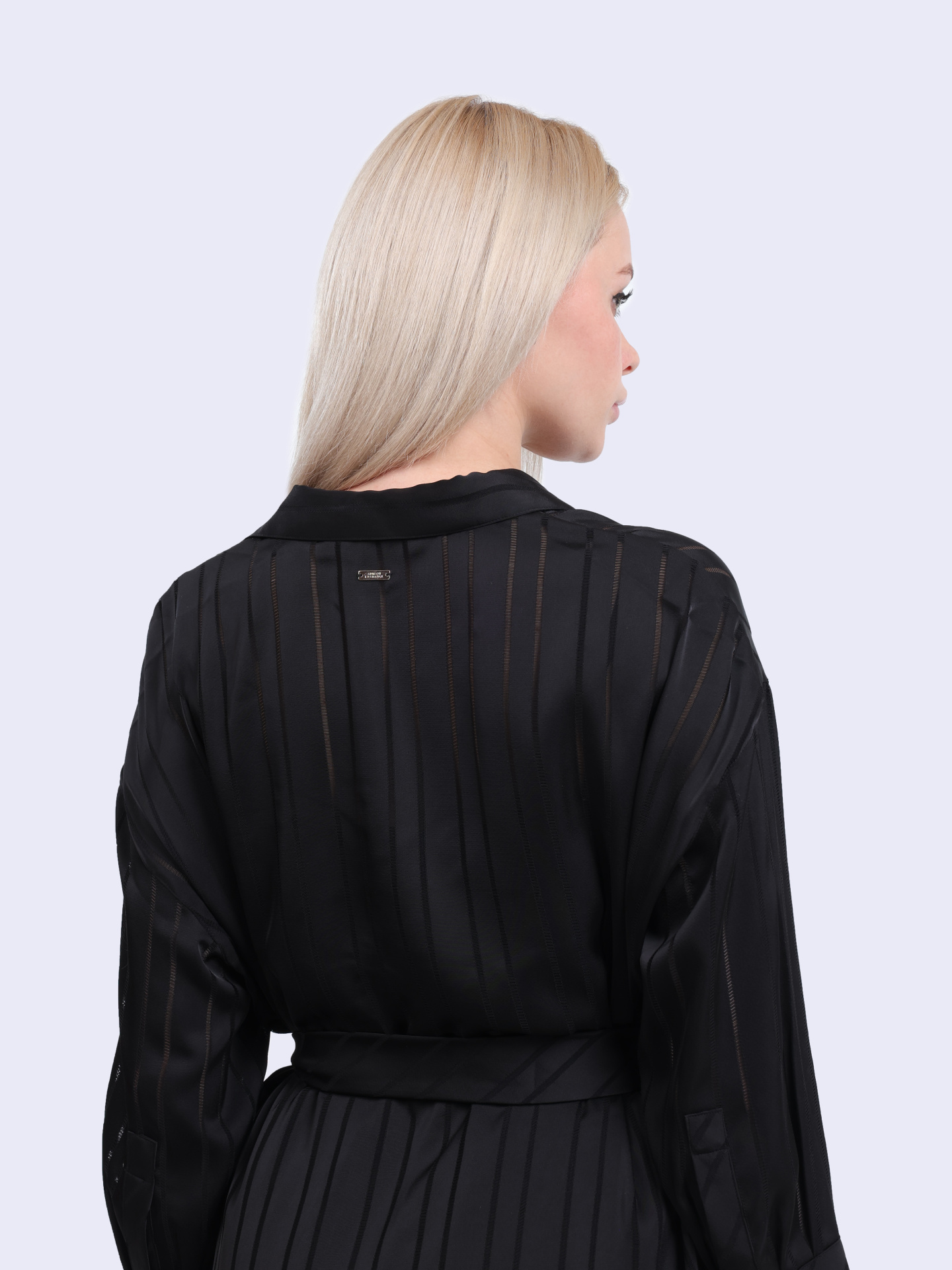 Платье Armani Exchange XW000484 AF12744 FC041 черное женское в полоску — купить в интернет-магазине Verdistore