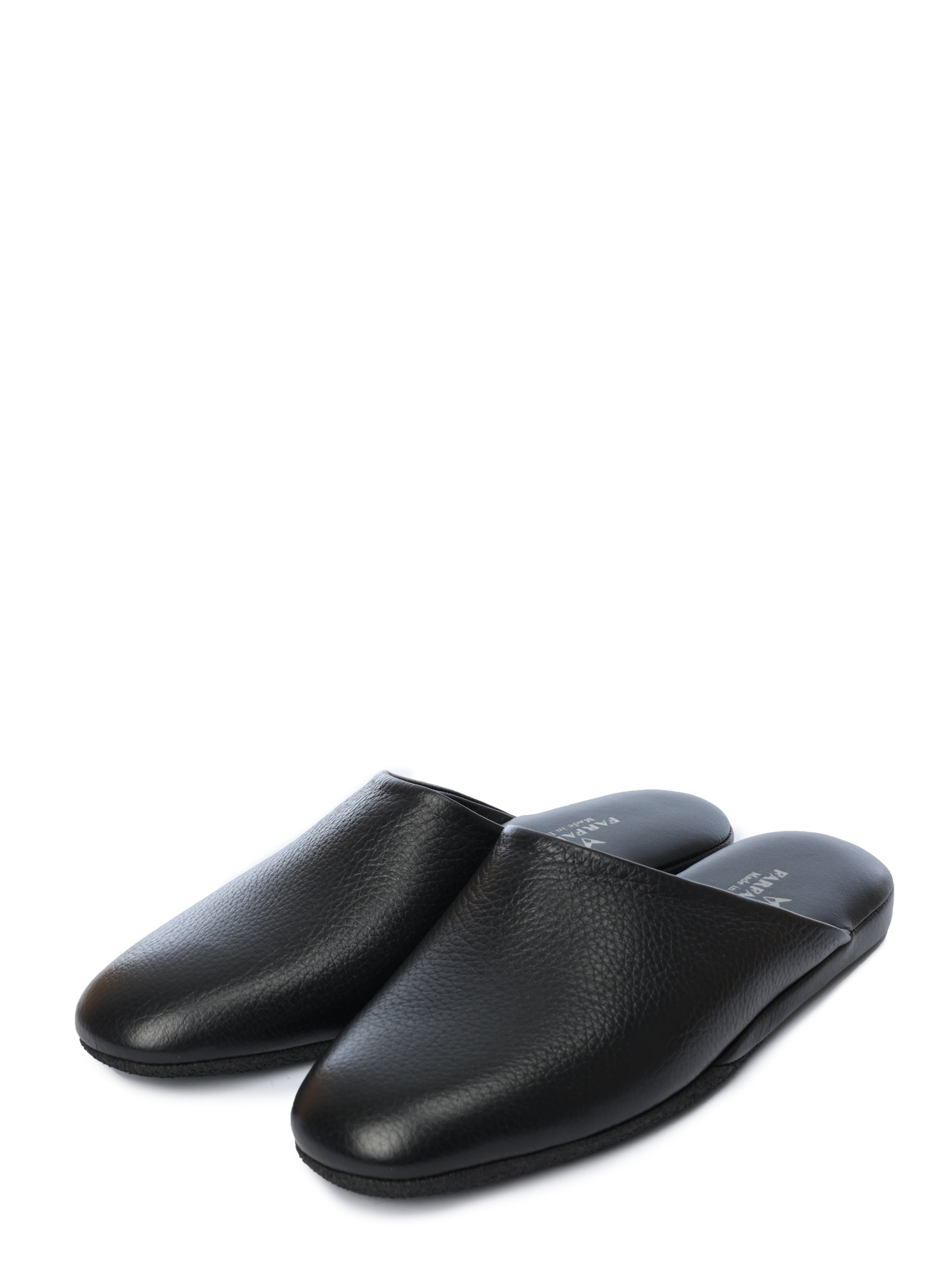 Шлепанцы черные из мелкозернистой кожи  — купить в интернет-магазине Verdistore