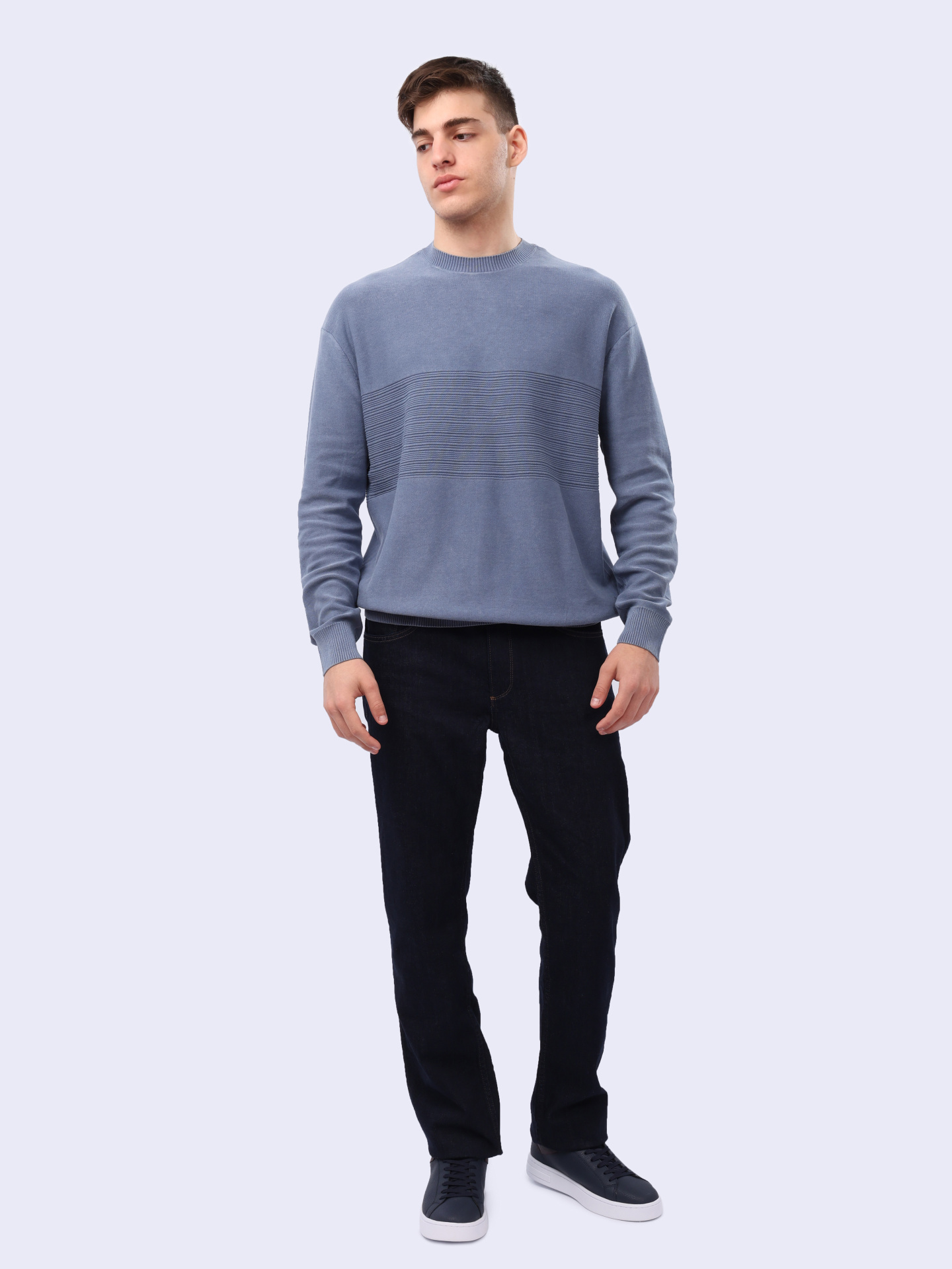 Свитер Armani Exchange 6DZM6J ZMQ7Z 19AA голубой мужской из хлопка — купить в интернет-магазине Verdistore