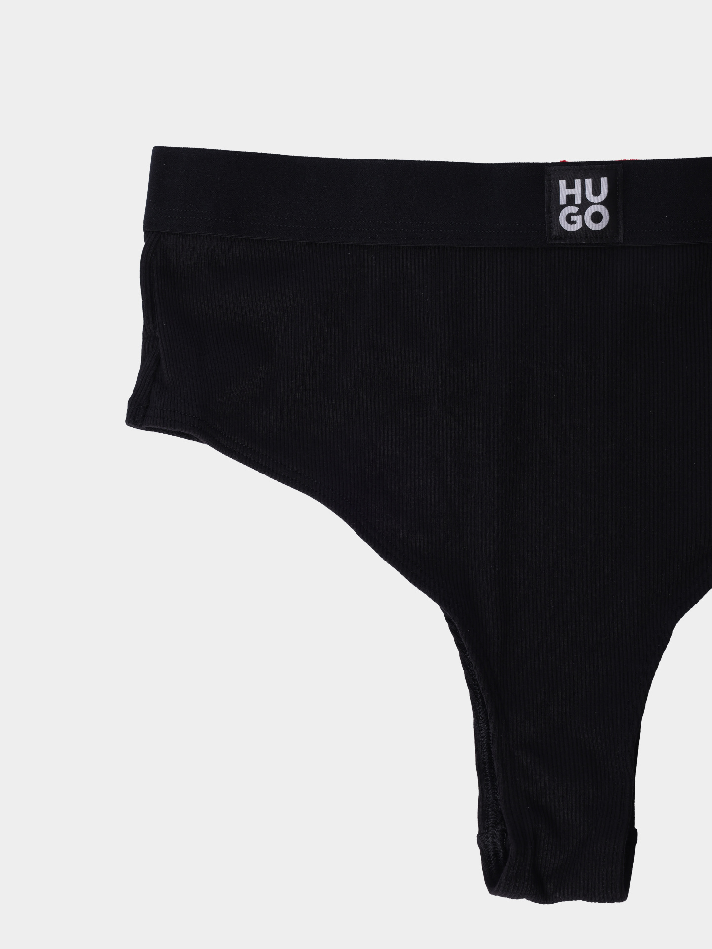 Трусы Hugo BRAZILIAN HW RIB 10251623 01 50520198 002 женские черные с маленьким патчем-логотипом  — купить в интернет-магазине Verdistore