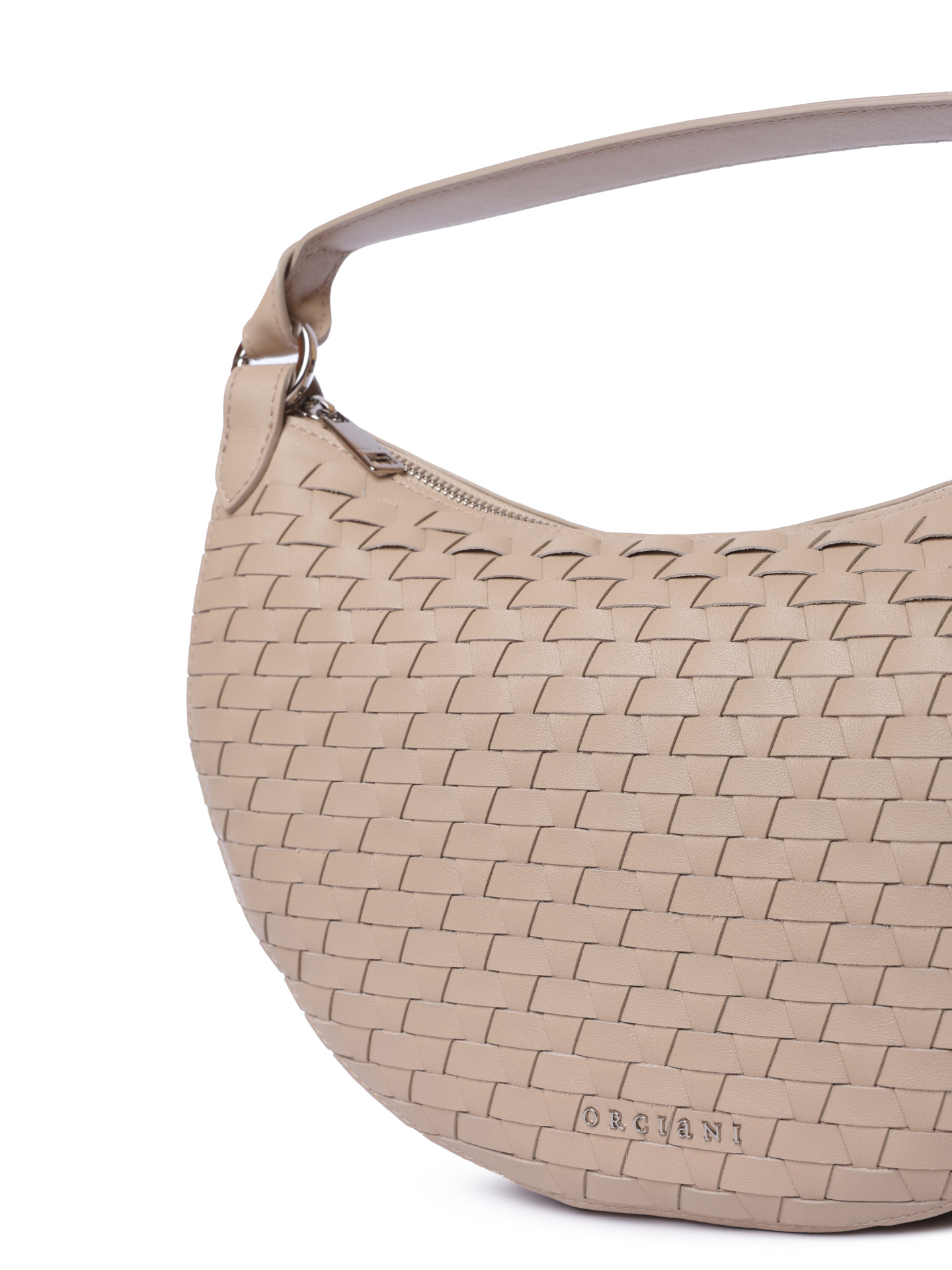 Сумка B02183 Dumpling M nappa woven avorio светло-бежевая из фактурной кожи — купить в интернет-магазине Verdistore