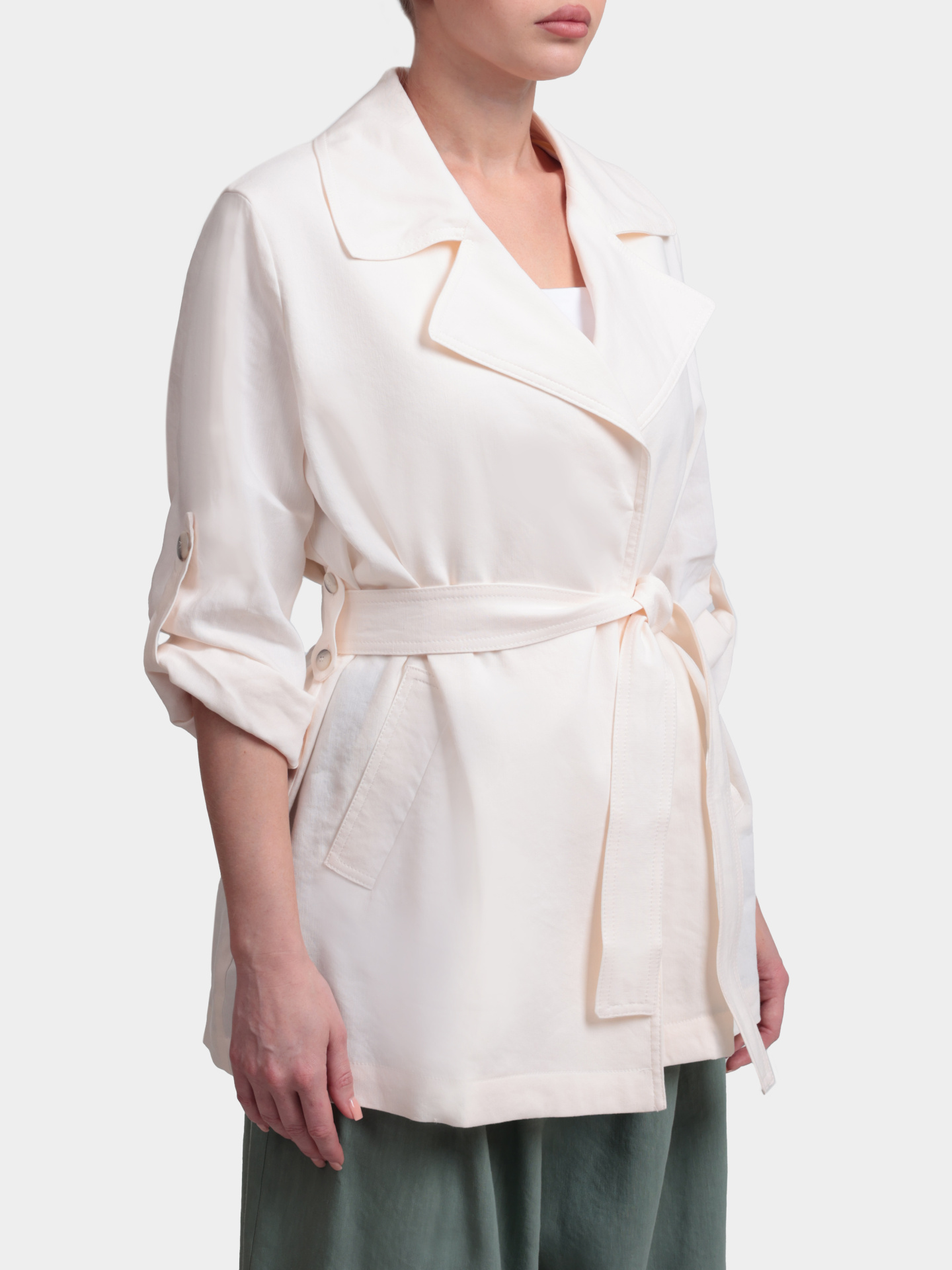 Жакет Marella Monochrome MLMLAMPADA 004 белый женский с поясом — купить в интернет-магазине Verdistore