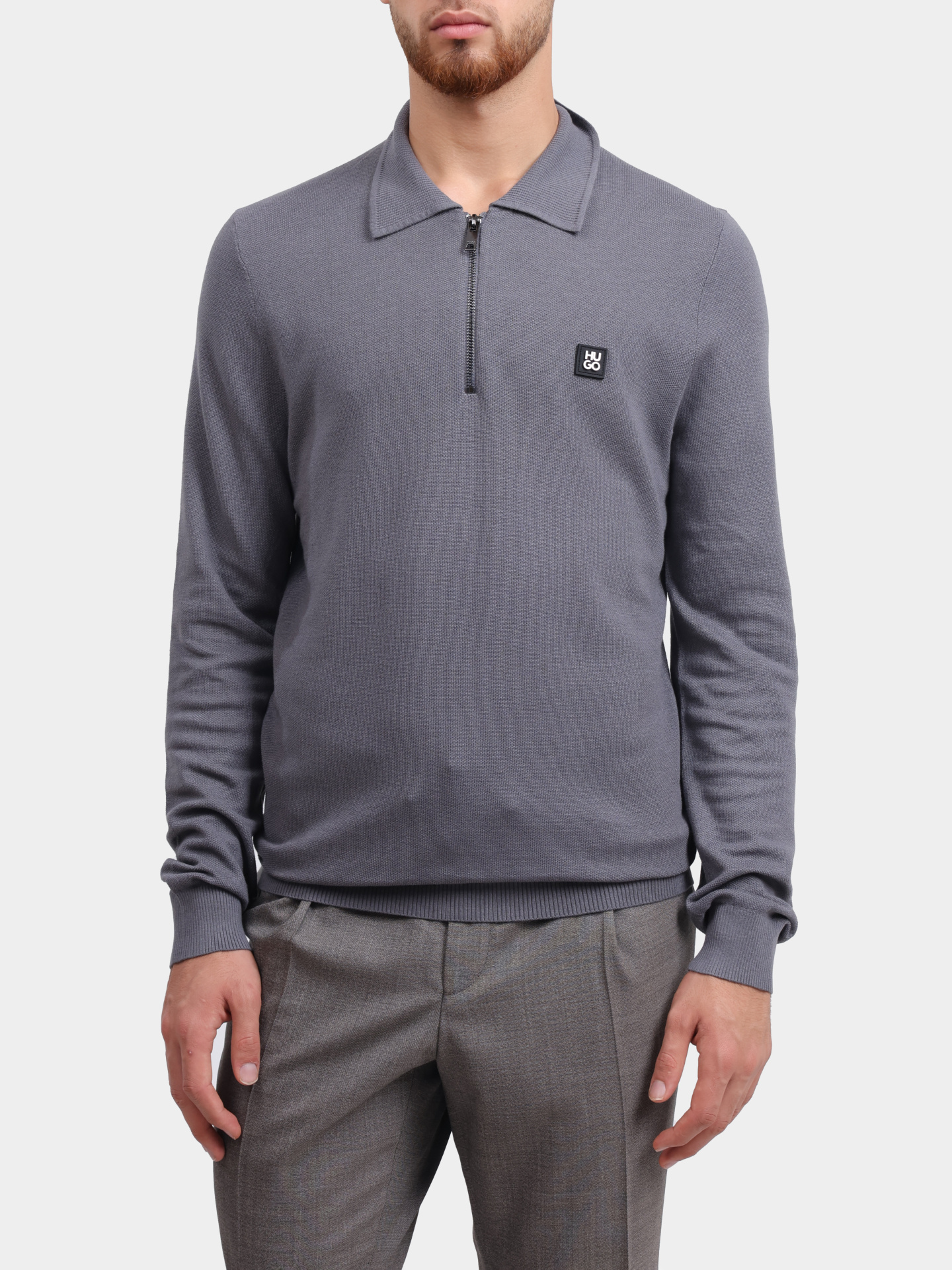 Поло Hugo 50533346 086 серое мужское — купить в интернет-магазине Verdistore