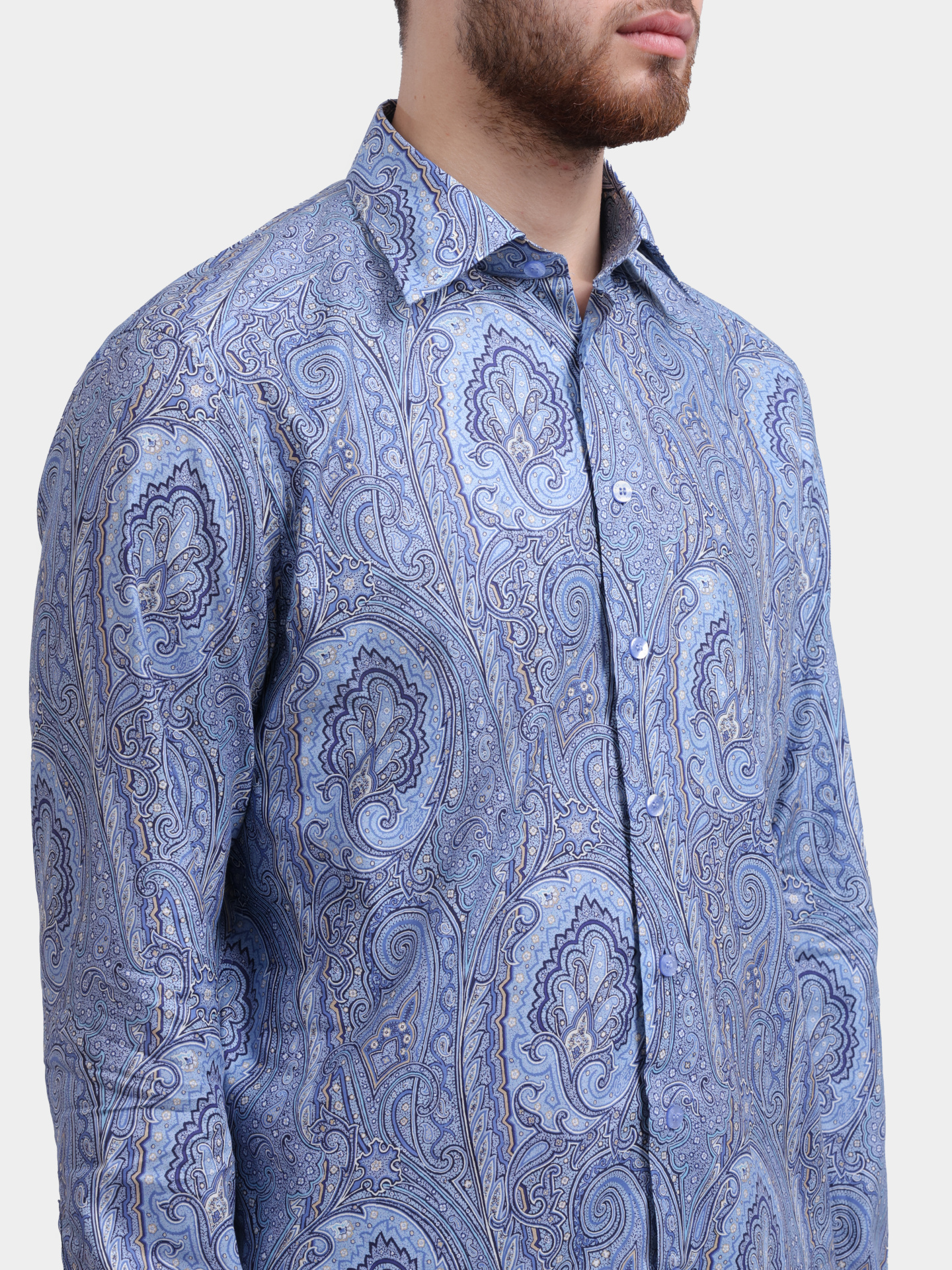 Рубашка ETRO MRIB0025 99SA5P2 X0880 голубая мужская с принтом пейсли  — купить в интернет-магазине Verdistore