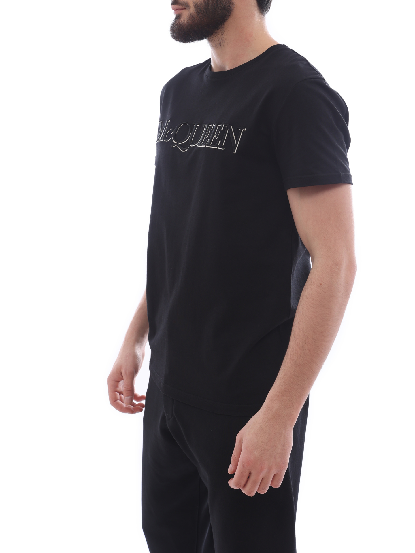 Футболка Alexander McQueen 649876 QRZ56 0901 черная мужская — купить в интернет-магазине Verdistore