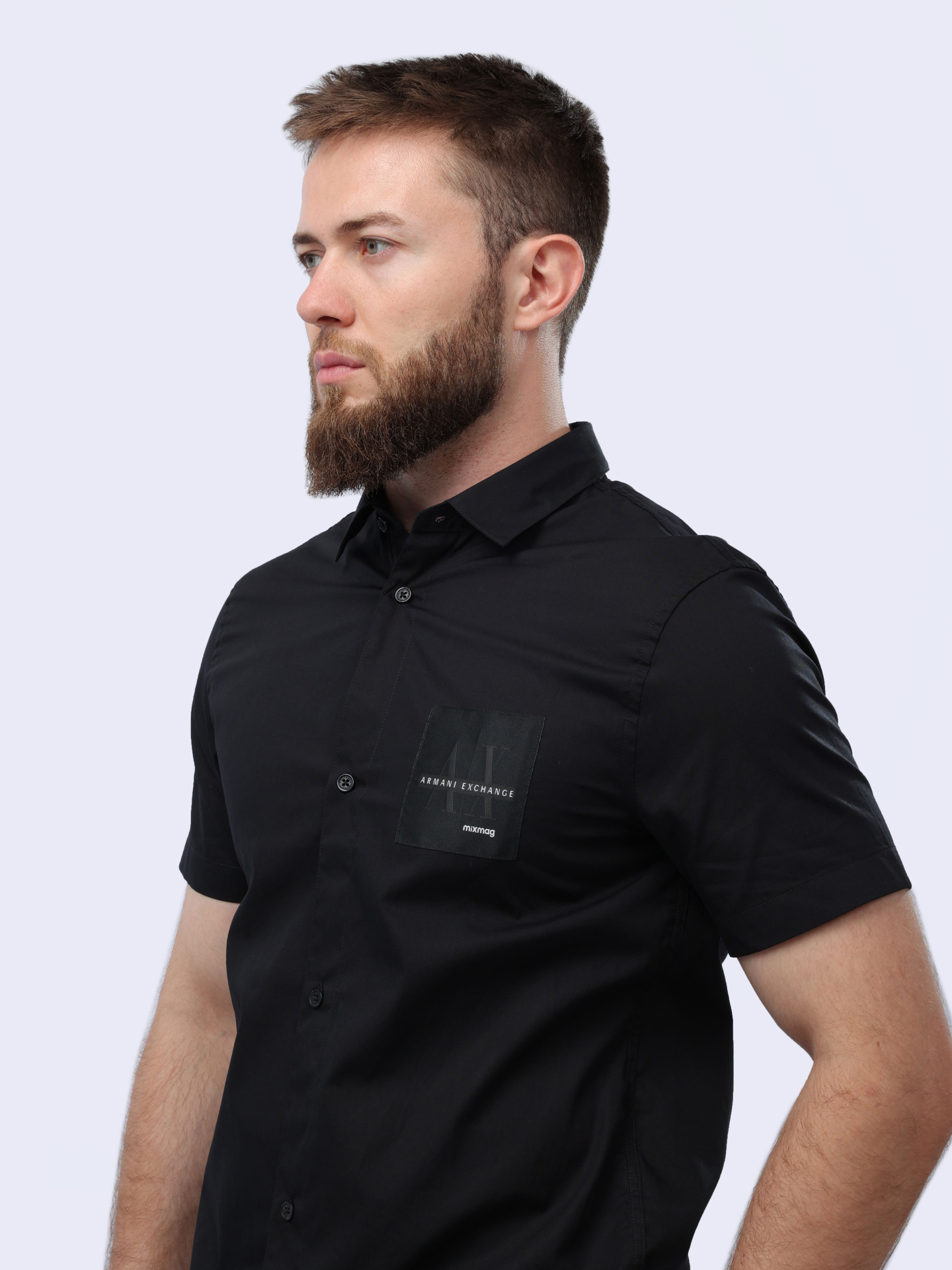 Рубашка Armani Exchange 3DZC27 ZNXLZ 1200 черная мужская с логотипом — купить в интернет-магазине Verdistore