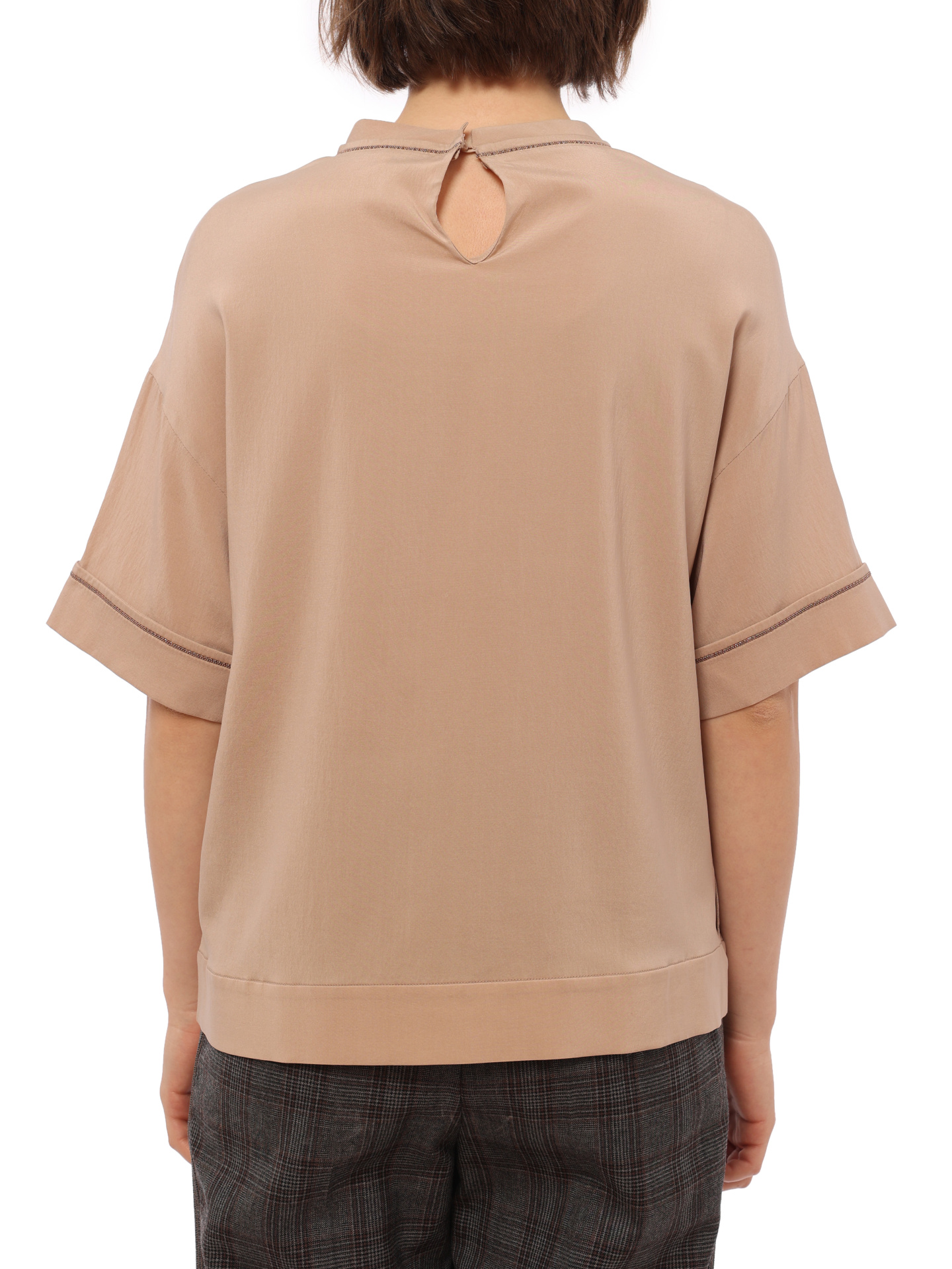 Блузка Brunello Cucinelli M0S28B7120 бежевая женская из шелка — купить в интернет-магазине Verdistore