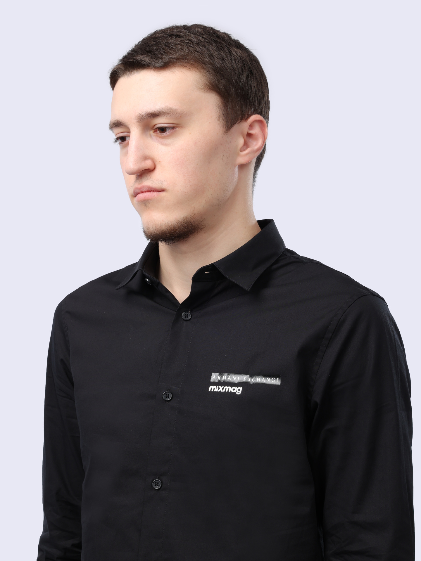 Рубашка Armani Exchange 3DZC26 ZNXLZ 1200 черная мужская — купить в интернет-магазине Verdistore
