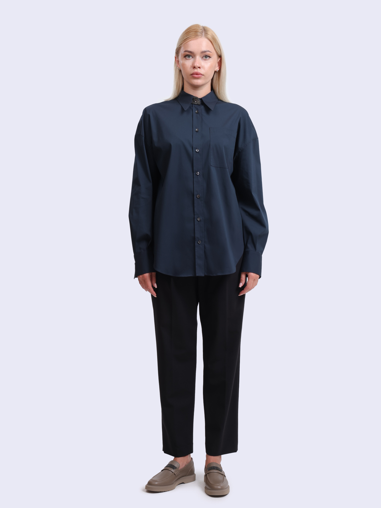 Брюки Brunello Cucinelli M0W07B1031 C101 черные женские из шерсти — купить в интернет-магазине Verdistore