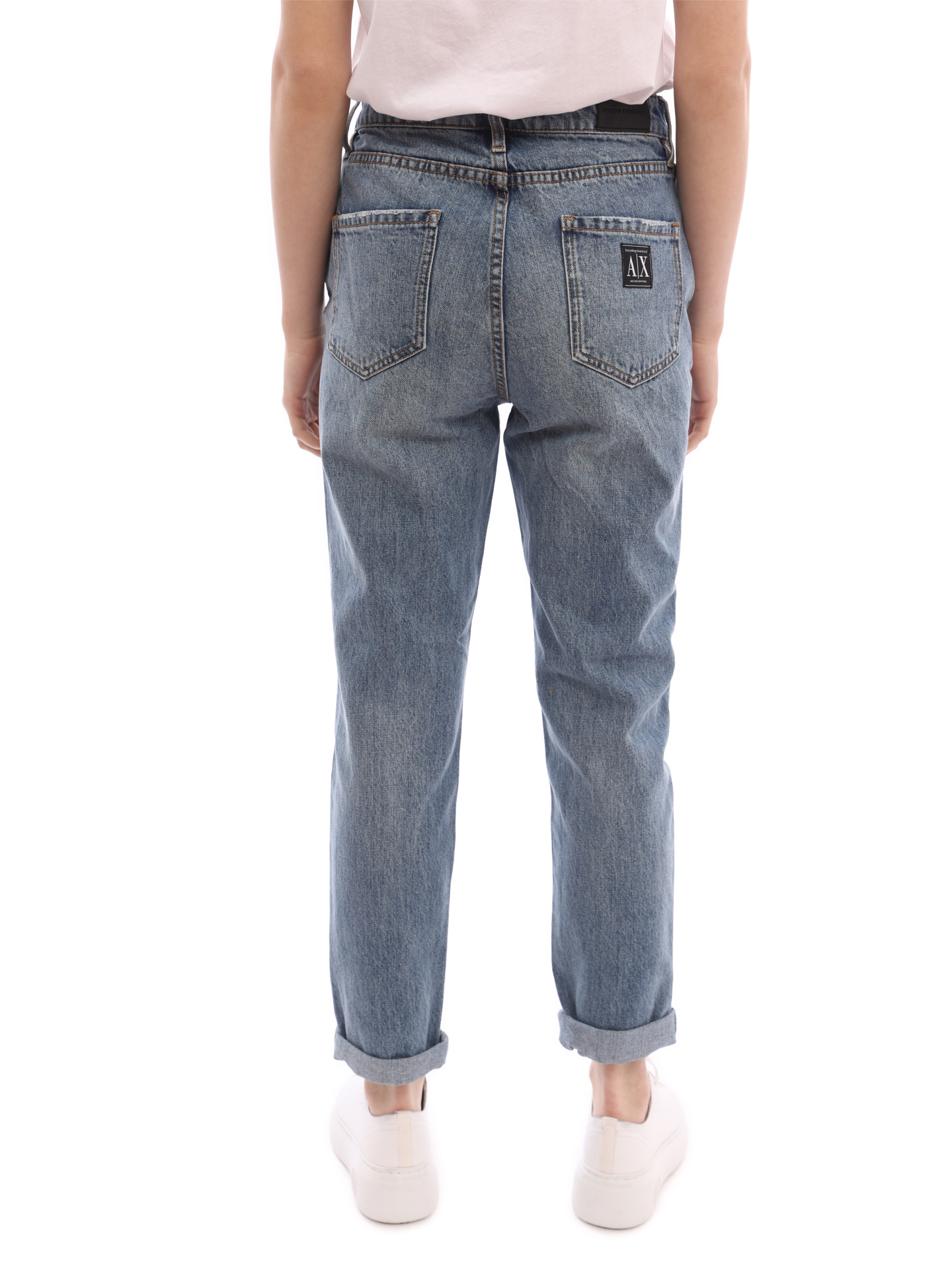 Джинсы Armani Exchange 3LYJ06 Y1VFZ 1500 голубые женские на завышенной талии — купить в интернет-магазине Verdistore