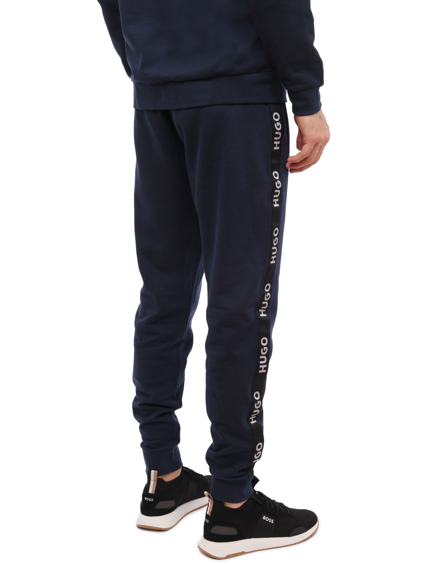 Брюки темно-синие хлопковые зауженные со вставками по бокам — купить в интернет-магазине Verdistore