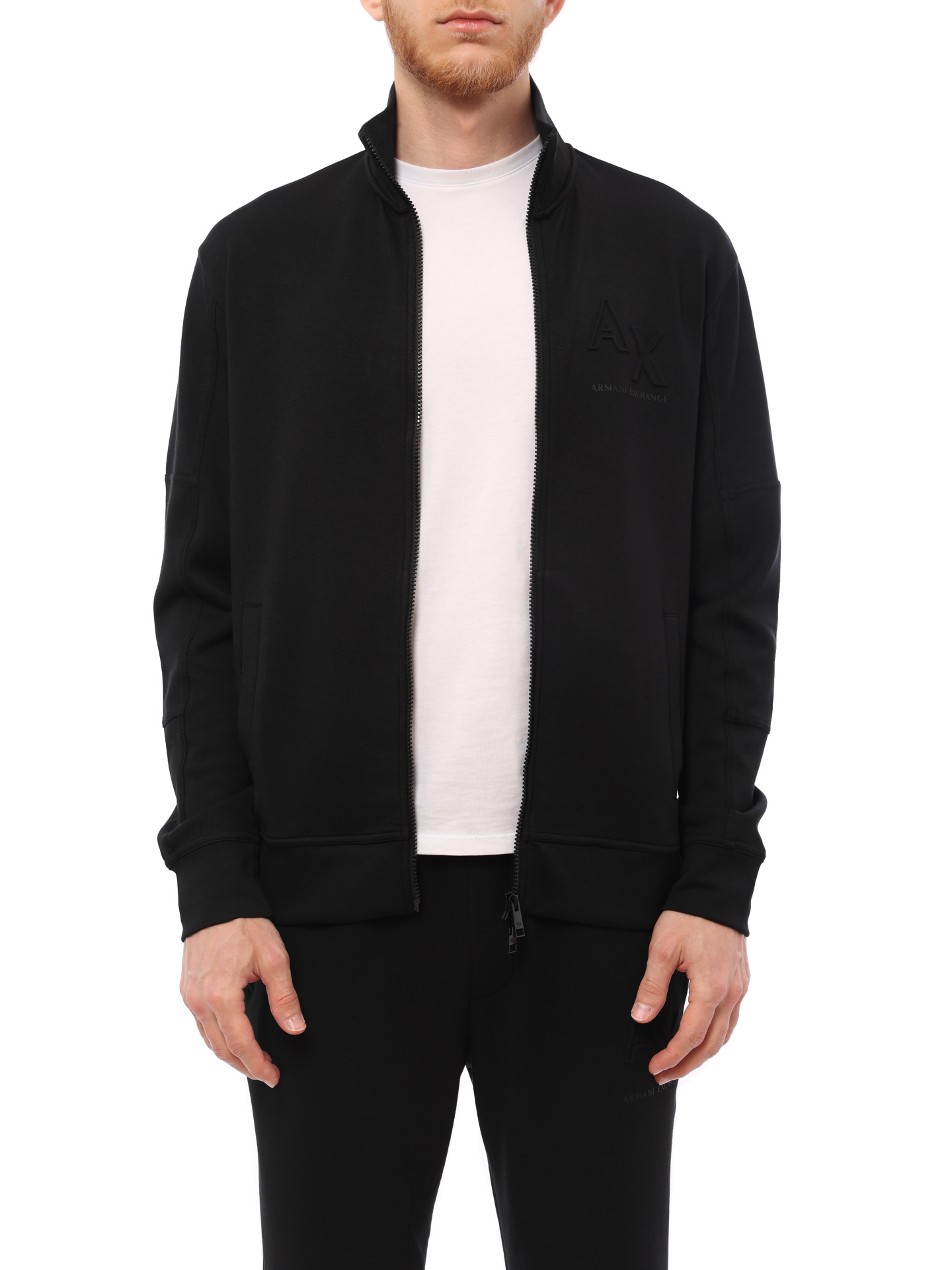 Мастерка Armani Exchange 3RZMHF ZJZDZ 1200 черная мужская с логотипом — купить в интернет-магазине Verdistore