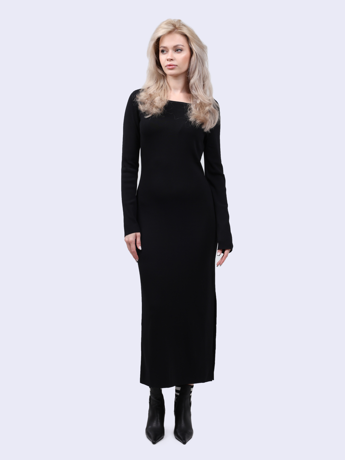 Платье Armani Exchange XW000049 AF10352 UC001 черное женское с вырезом — купить в интернет-магазине Verdistore