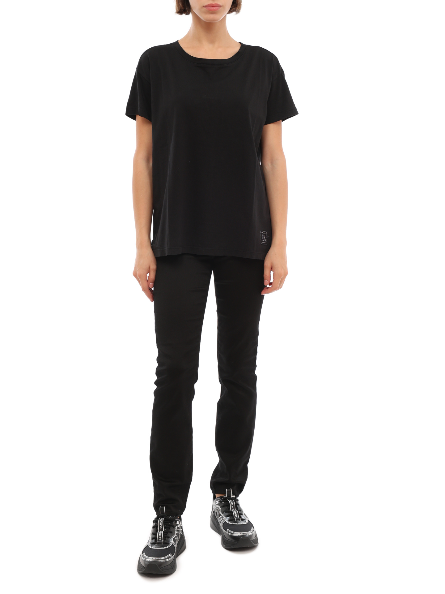 Футболка Armani Exchange 3LYTKX YJ6VZ 1200 черная женская из хлопка — купить в интернет-магазине Verdistore