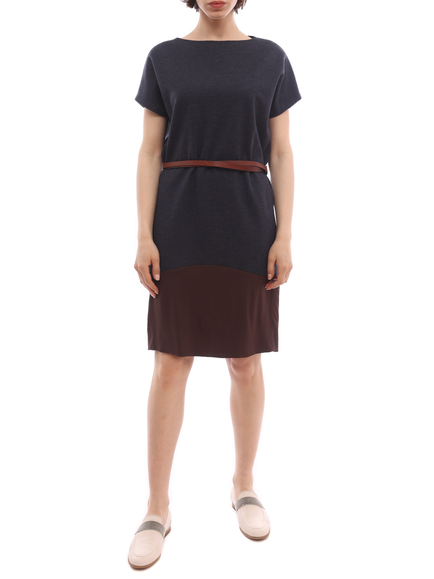 Платье Brunello Cucinelli MR504A4068 комбинированное женское — купить в интернет-магазине Verdistore