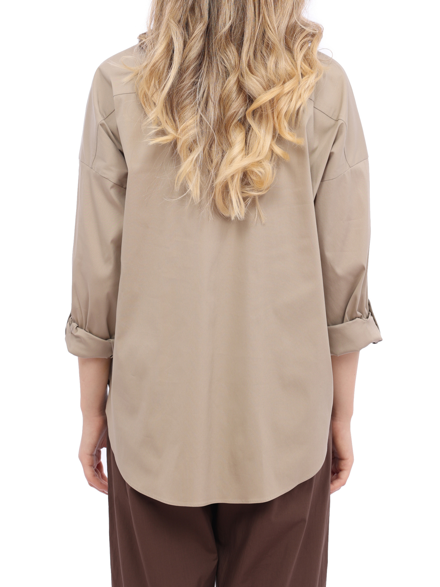 Блузка Brunello Cucinelli M0091B1001 C8695 бежевая женская из хлопка — купить в интернет-магазине Verdistore