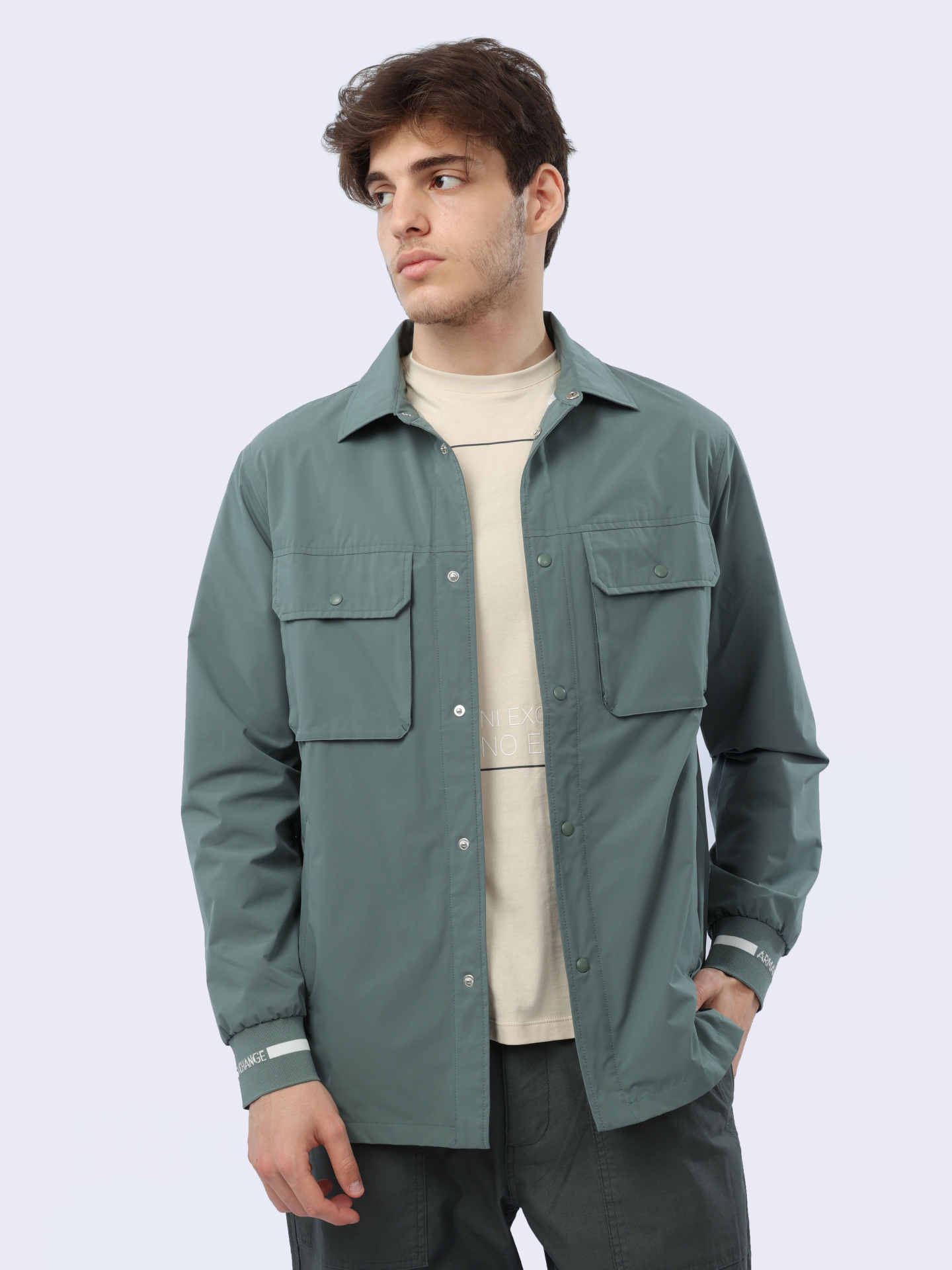 Рубашка Armani Exchange 3DZCL7 ZN3FZ 1888 светло-зеленая мужская на кнопках — купить в интернет-магазине Verdistore