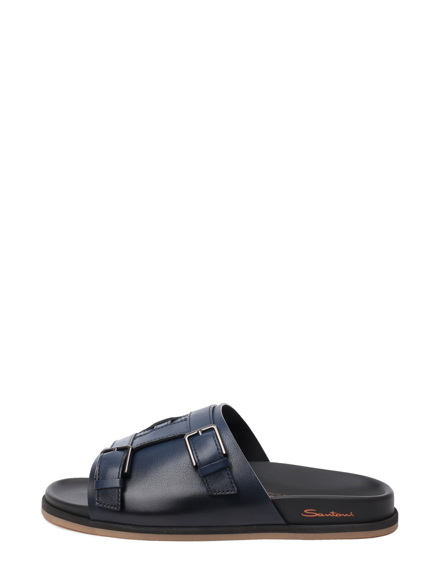 Шлепанцы темно-синие кожаные с ремнями  — купить в интернет-магазине Verdistore