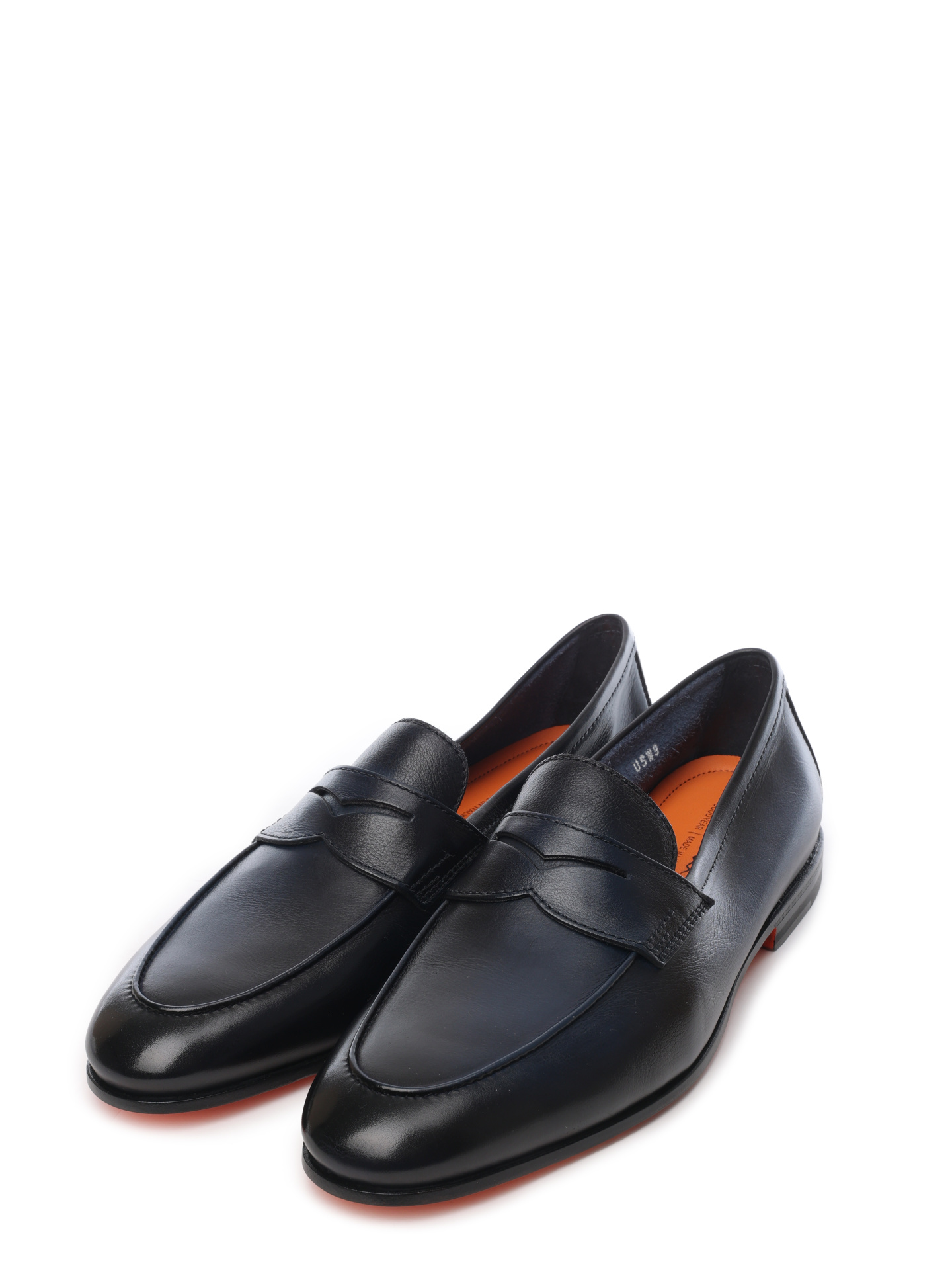 Лоферы темно-синие из гладкой кожи и на каблуке — купить в интернет-магазине Verdistore