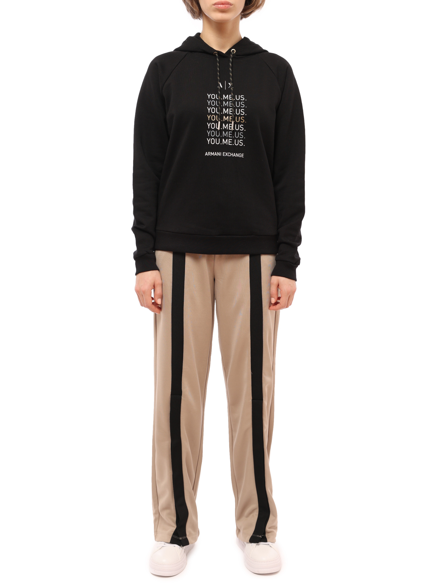 Худи Armani Exchange 6LYM27 YJ5VZ 1200 черное женское с логотипом — купить в интернет-магазине Verdistore
