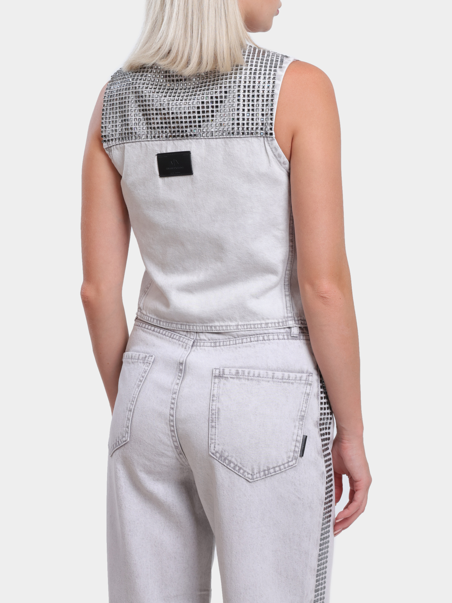 Жилет Armani Exchange XW001205 AF14703 M8090 джинсовый женский со стразами — купить в интернет-магазине Verdistore