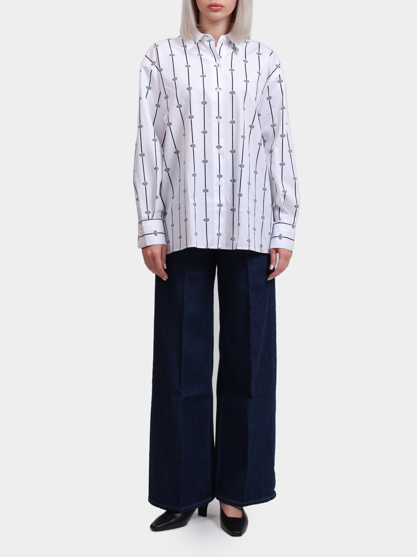 Рубашка Hugo Eskil 50538451 966 хлопковая женская в полоску — купить в интернет-магазине Verdistore