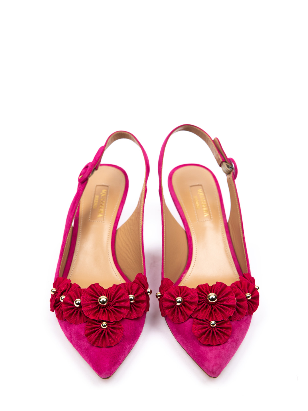 Босоножки Aquazzura EXPMIDL0 фуксия женские замшевые — купить в интернет-магазине Verdistore