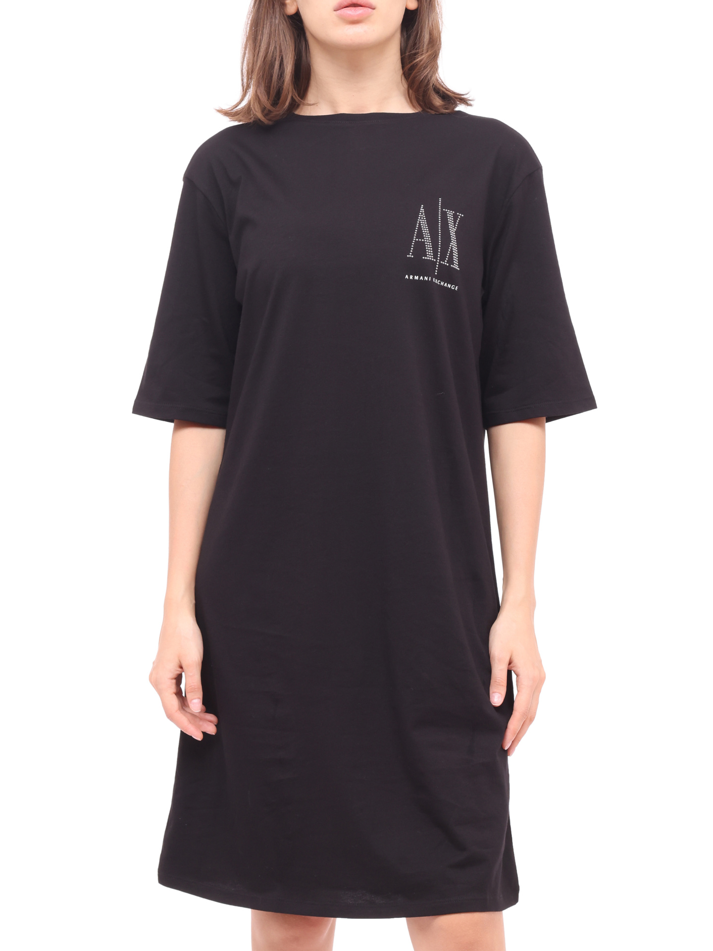 Платье Armani Exchange 8NYADX YJG3Z 8218 черное женское из хлопка — купить в интернет-магазине Verdistore