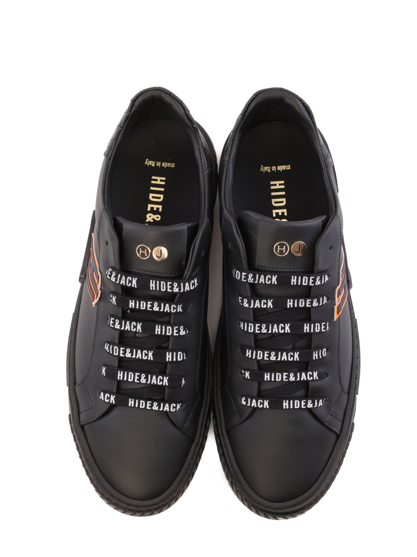 Кеды черные кожаные с оранжевыми и белыми вставками — купить в интернет-магазине Verdistore