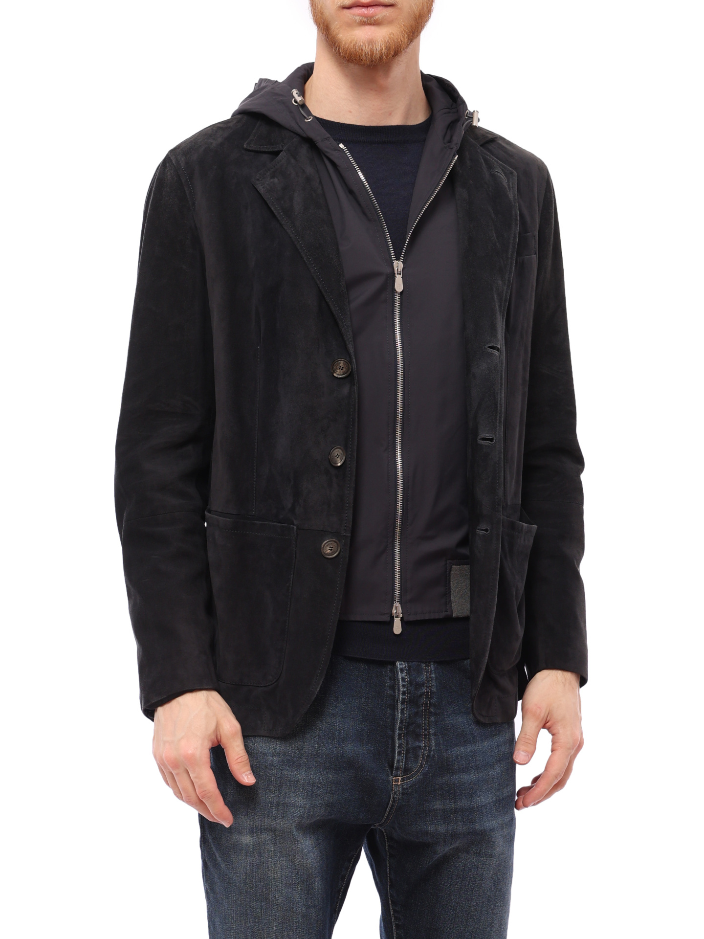 Куртка Brunello Cucinelli MPCLN1316 комбинированная мужская из замши — купить в интернет-магазине Verdistore