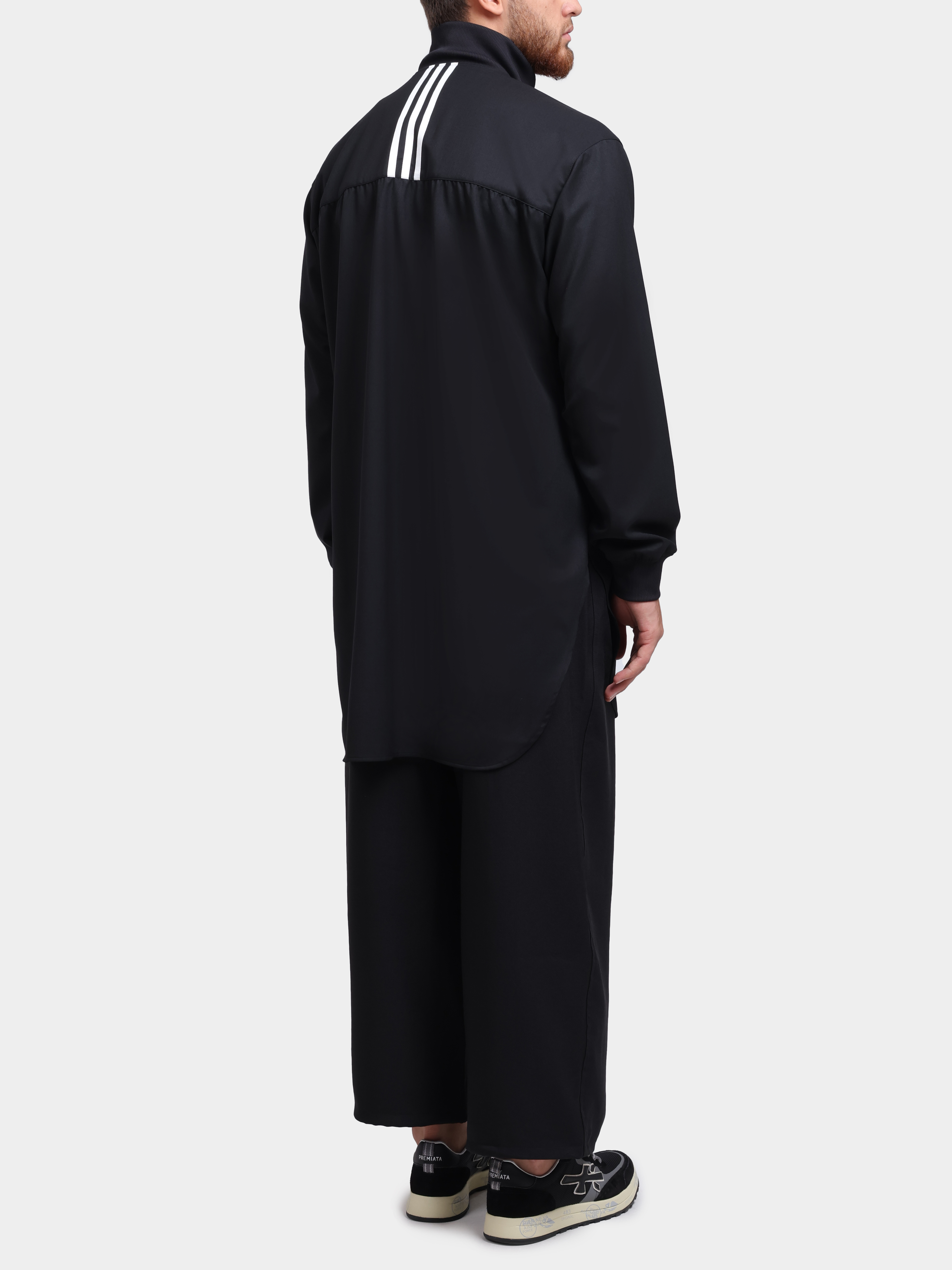Куртка Y3 KG6035 BLACK черная мужская удлиненная с контрастными полосами  — купить в интернет-магазине Verdistore
