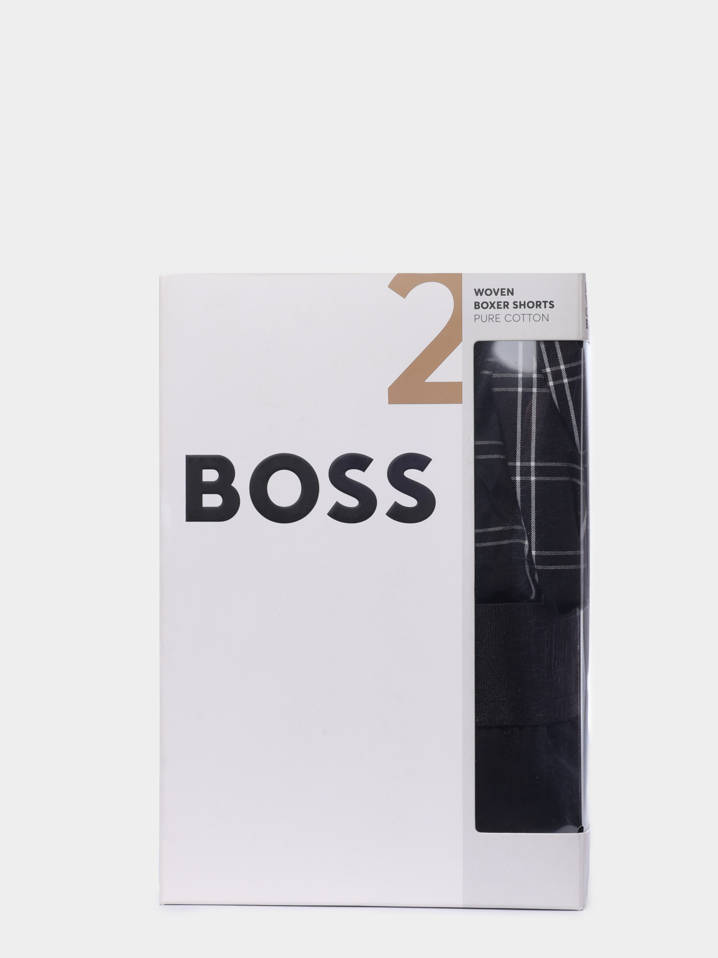 Трусы комплект 2 пары Boss Black 2P Boxer Shorts EW 10251193 с белым клетчатым принтом — купить в интернет-магазине Verdistore