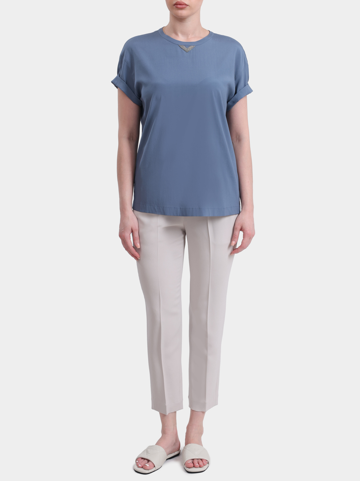 Топ Brunello Cucinelli MH910B3010 голубой женский — купить в интернет-магазине Verdistore