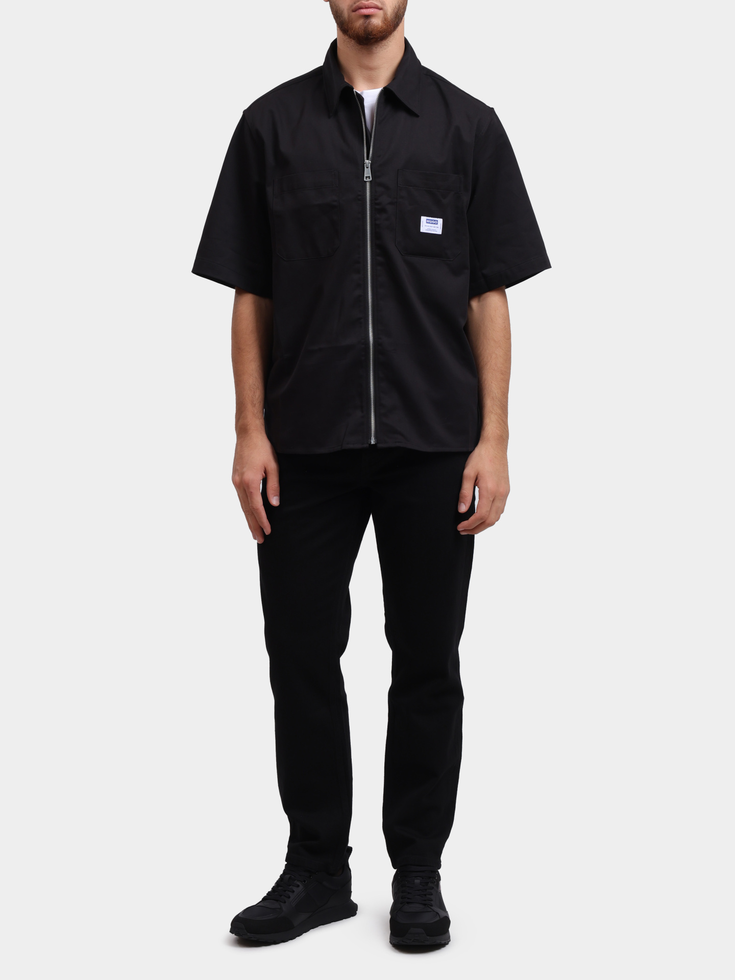 Рубашка Hugo 50545166 001 черная мужская на молнии — купить в интернет-магазине Verdistore