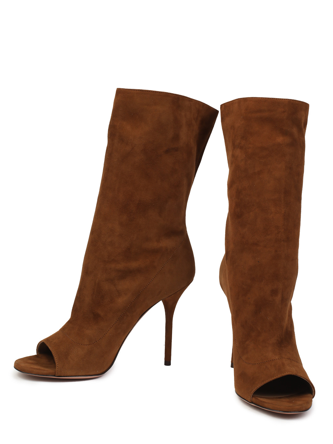 Ботильоны Aquazzura TCHHIG80 коричневые женские с открытым носом — купить в интернет-магазине Verdistore