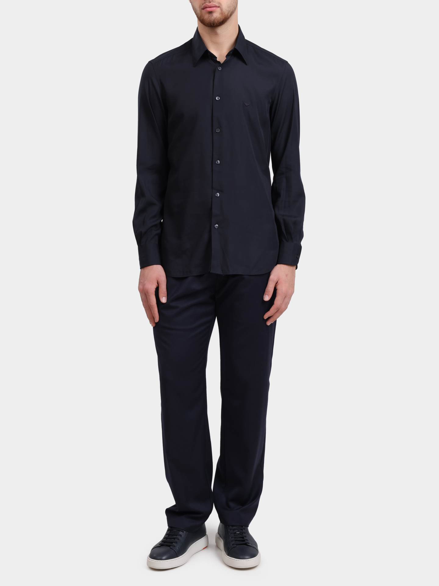 Рубашка Emporio Armani EM001537 AF14214 UB118 темно-синяя мужская — купить в интернет-магазине Verdistore