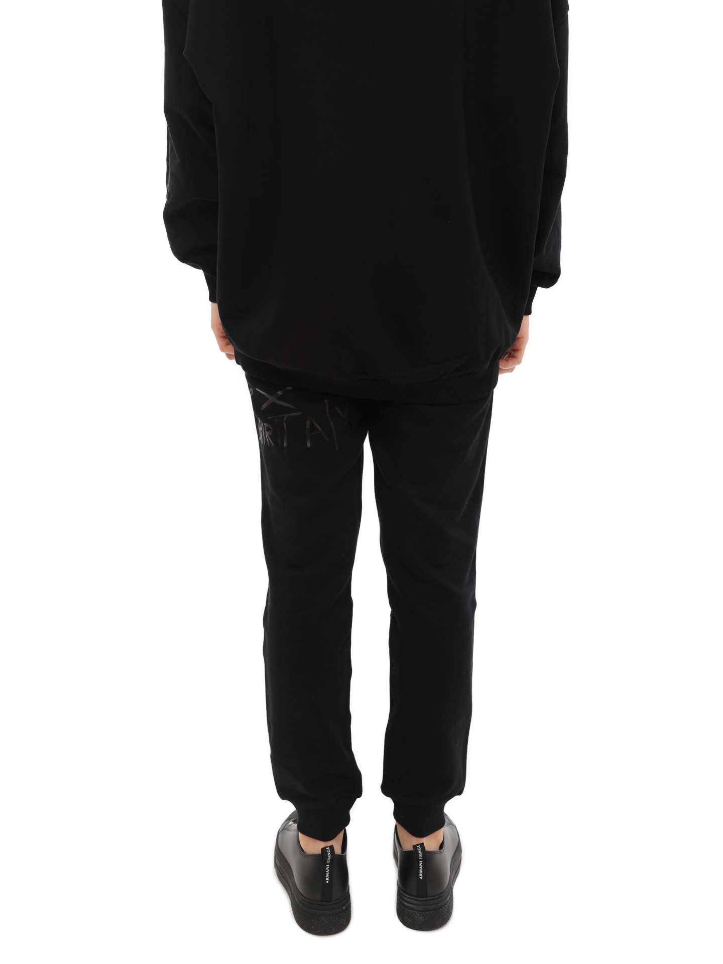 Брюки спортивные Armani Exchange 6LYP96 YJCCZ 1200 черные женские с надписями — купить в интернет-магазине Verdistore