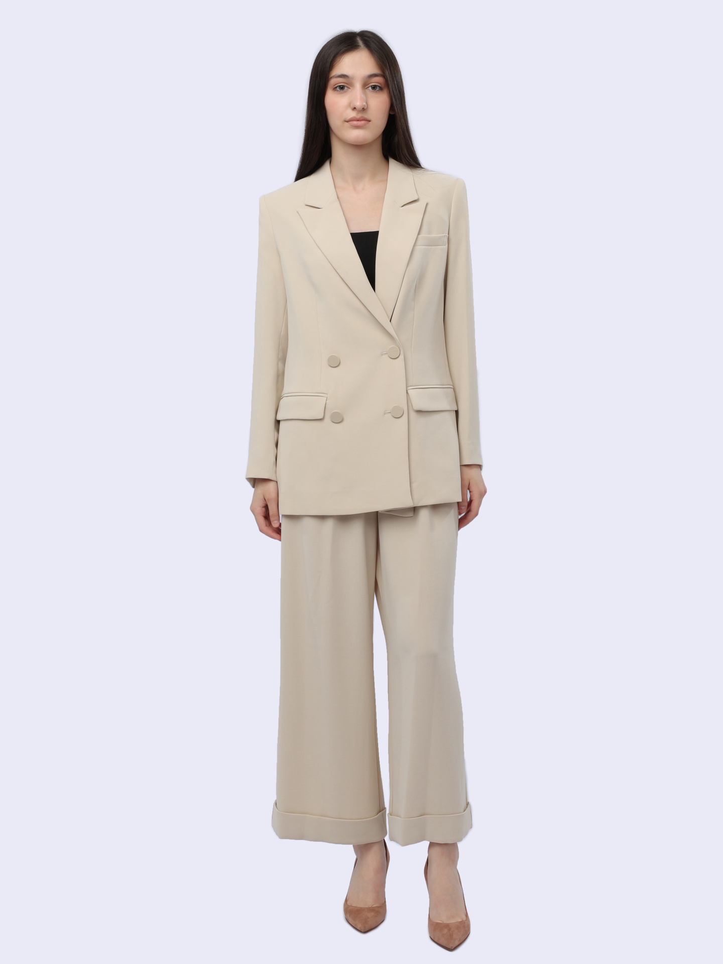 Брюки Armani Exchange 3DYP31 YN1QZ 1787 бежевые женские с подворотами — купить в интернет-магазине Verdistore