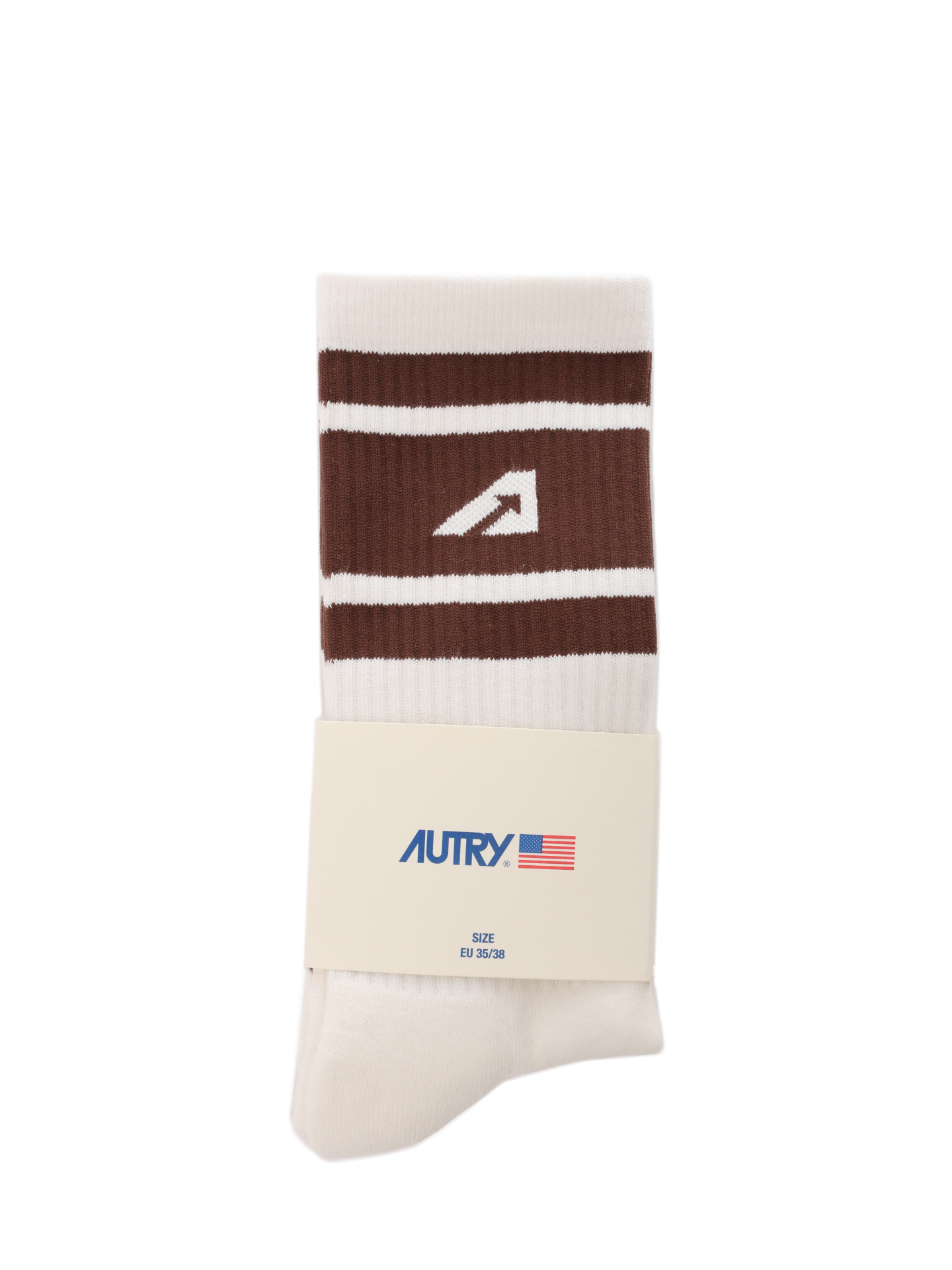Носки Autry SOPU-36S2 белые женские с коричневой вставкой — купить в интернет-магазине Verdistore