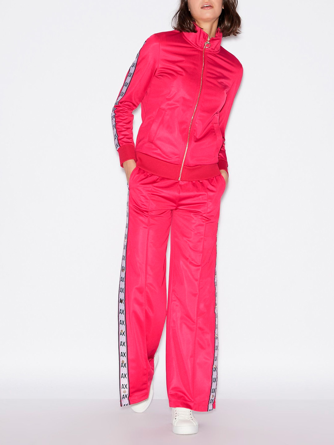 Мастерка Armani Exchange 6GYM86 1466 фуксия женская с воротом-стойкой — купить в интернет-магазине Verdistore