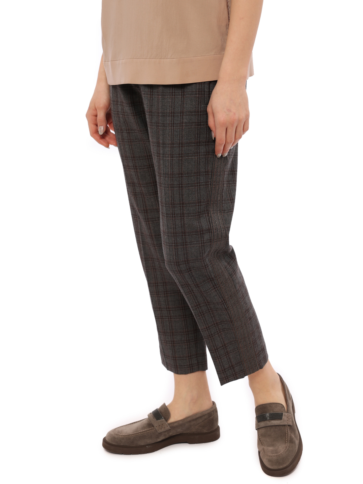 Брюки Brunello Cucinelli MA109P6692 клетчатые женские из шерсти — купить в интернет-магазине Verdistore