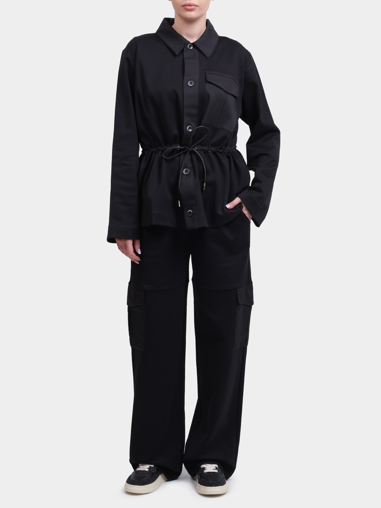 Брюки Herno PT000141D 52117 9300 черные женские широкие — купить в интернет-магазине Verdistore