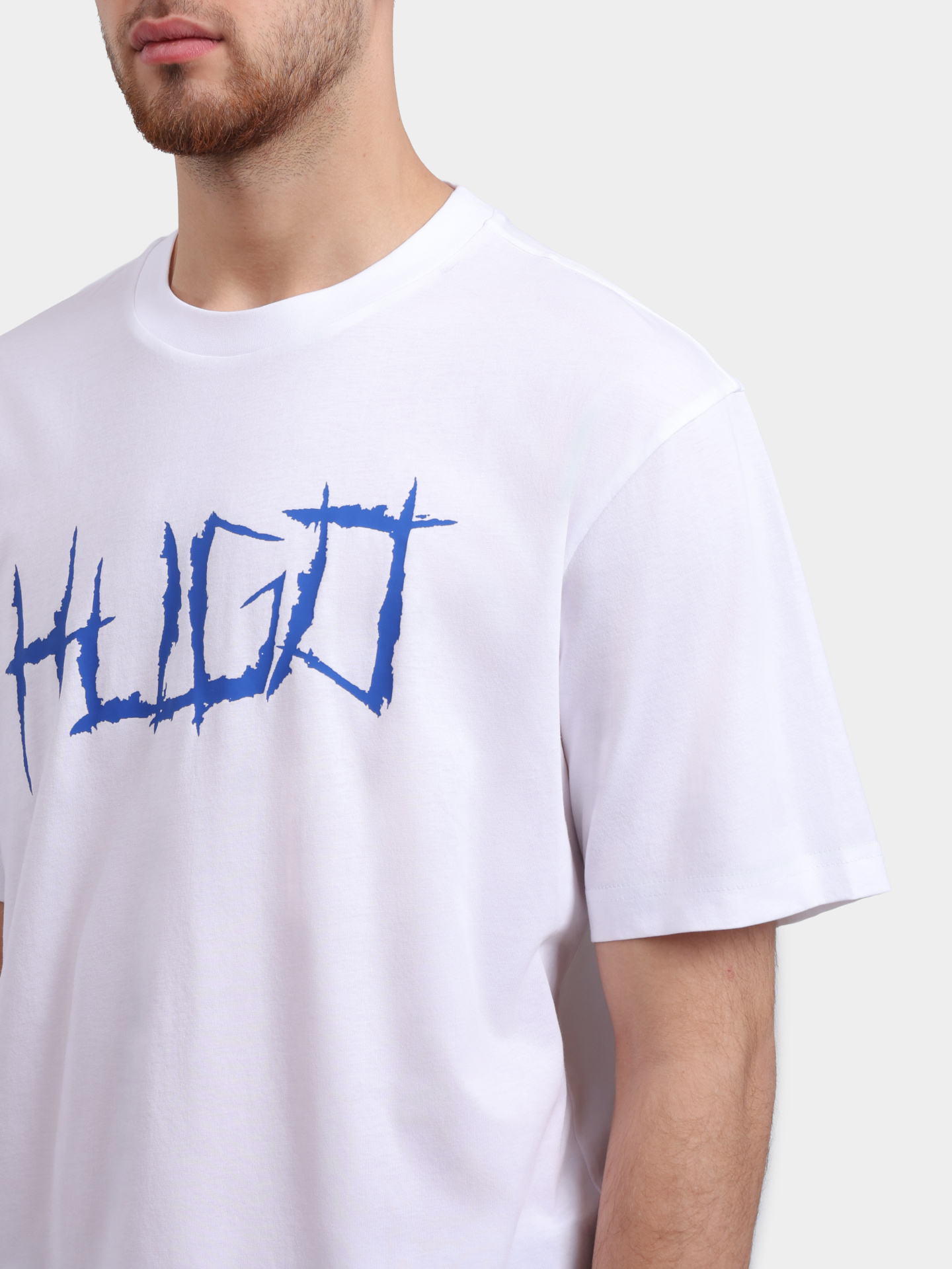 Футболка HUGO BLUE Namerix 10258299 01 50554350 110 белая мужская с крупным логотипом — купить в интернет-магазине Verdistore