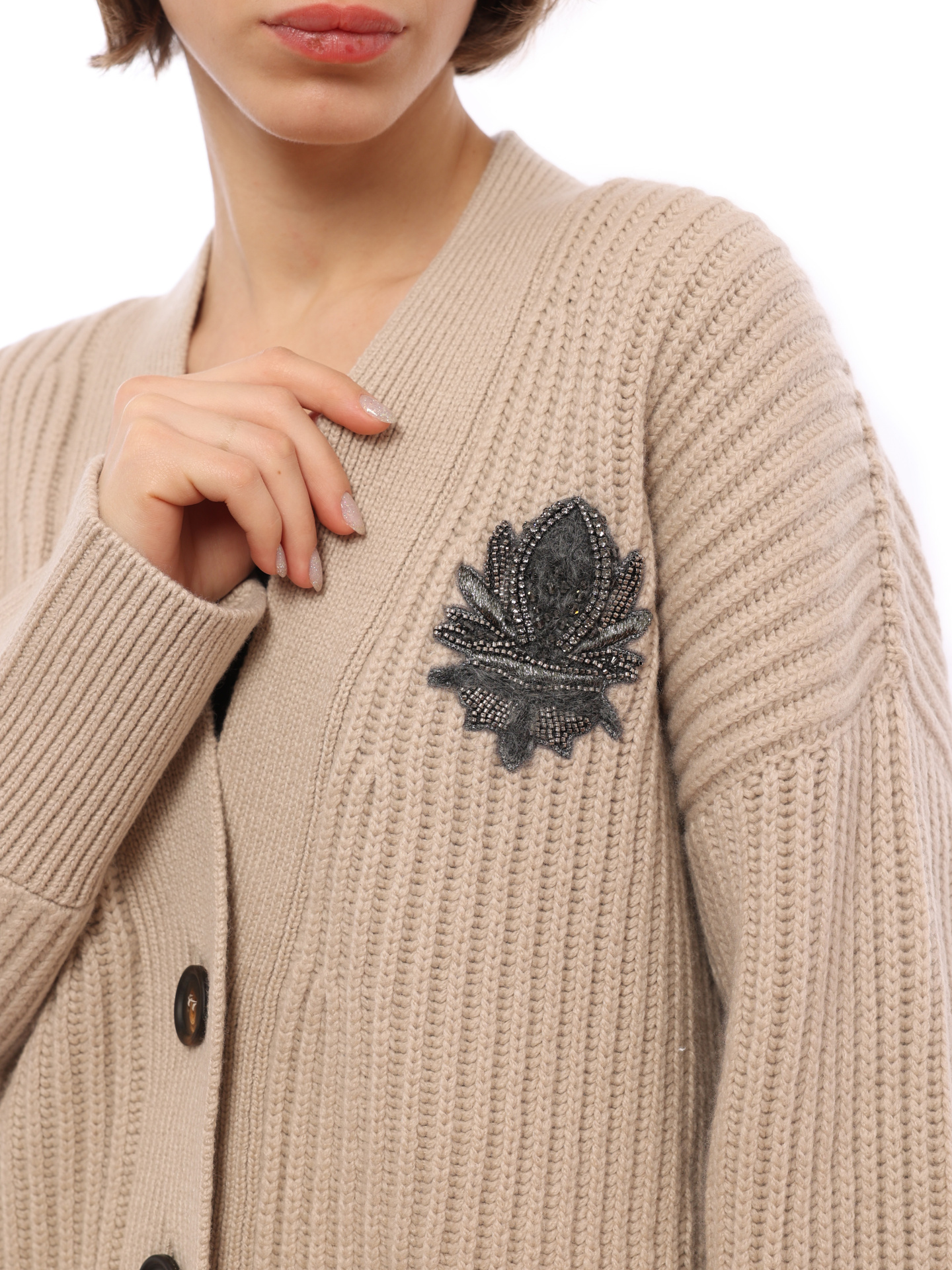 Кардиган Brunello Cucinelli M52526206 C8539 бежевый женский из кашемира — купить в интернет-магазине Verdistore